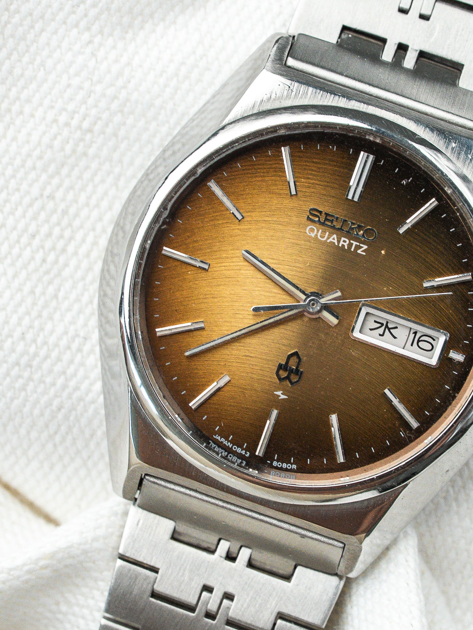 Seiko 0843-8080 Quartz Vintage 1976 — Kanji JDM Smoked Dial