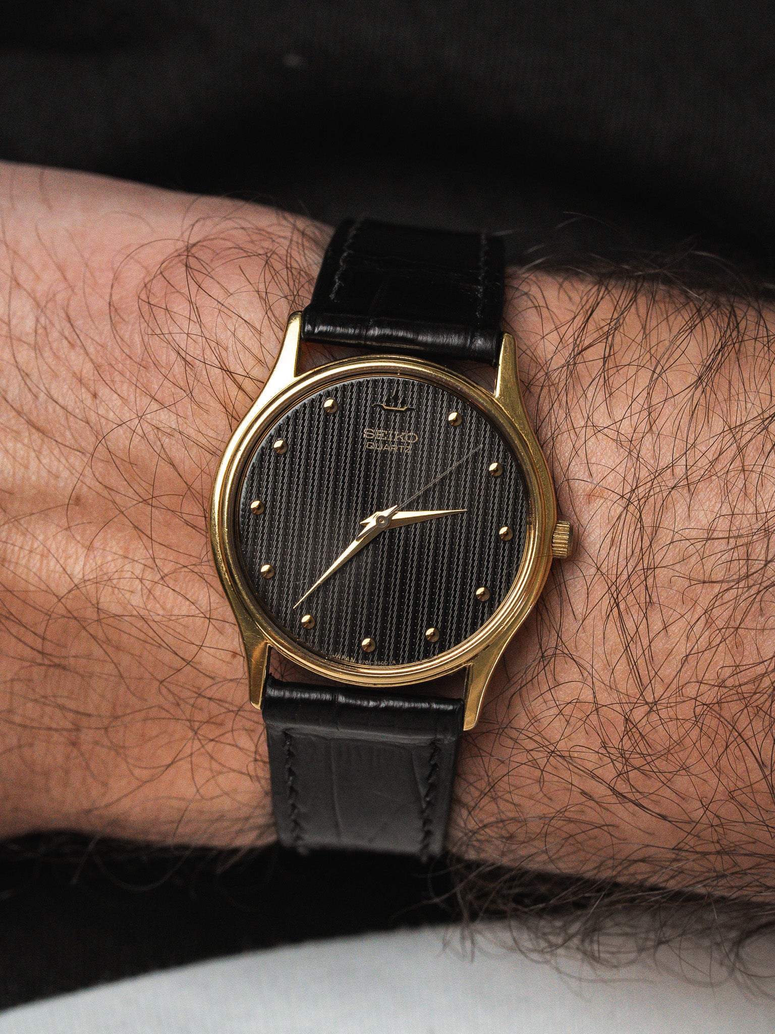 Vintage Seiko Tank 7431-5380 — Black Faceted Dial Crystal (1985