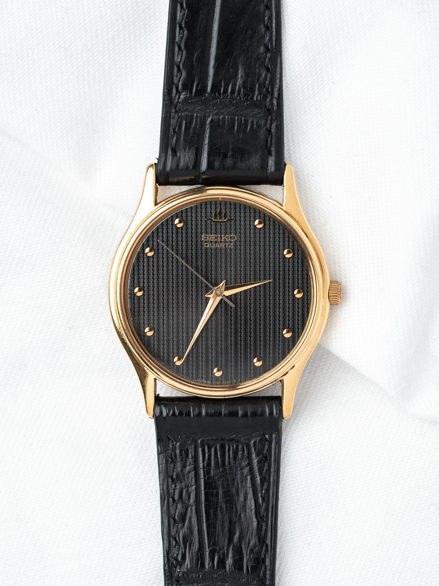 Vintage Seiko Tank 7431-5380 — Black Faceted Dial Crystal (1985