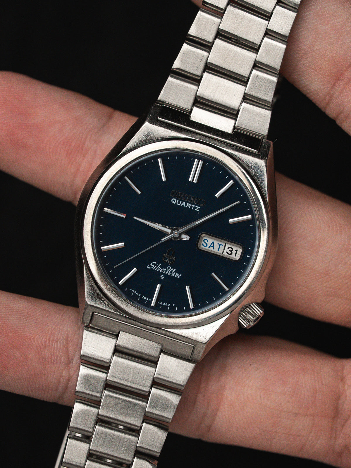 مينا أزرق ليلي ممسوك باليد - ساعة Seiko Silver Wave 7546-8340 فينتاج - Atelier Victor