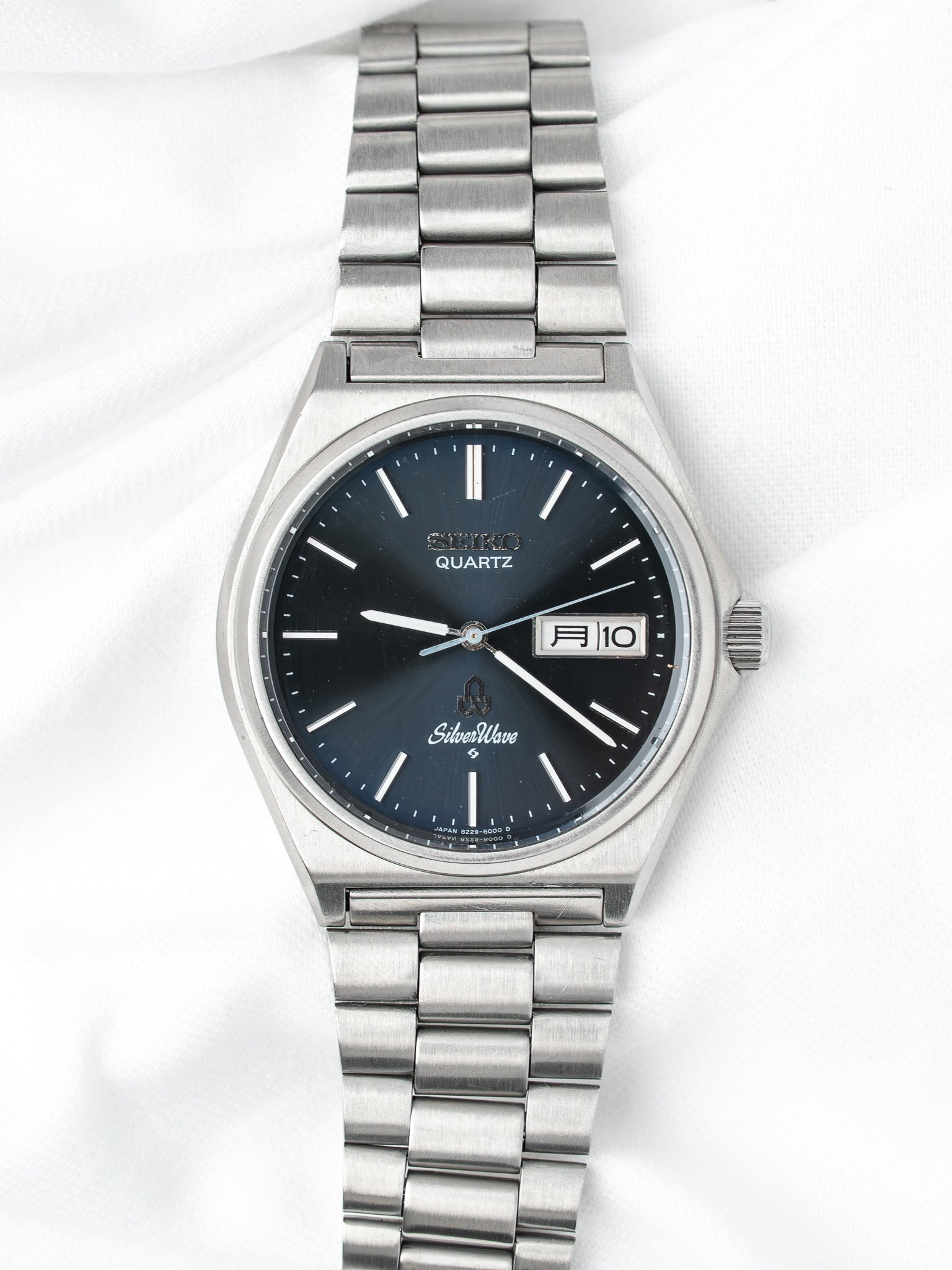 Vintage Seiko SilverWave Quartz — Blue Dial Day-Date (1981