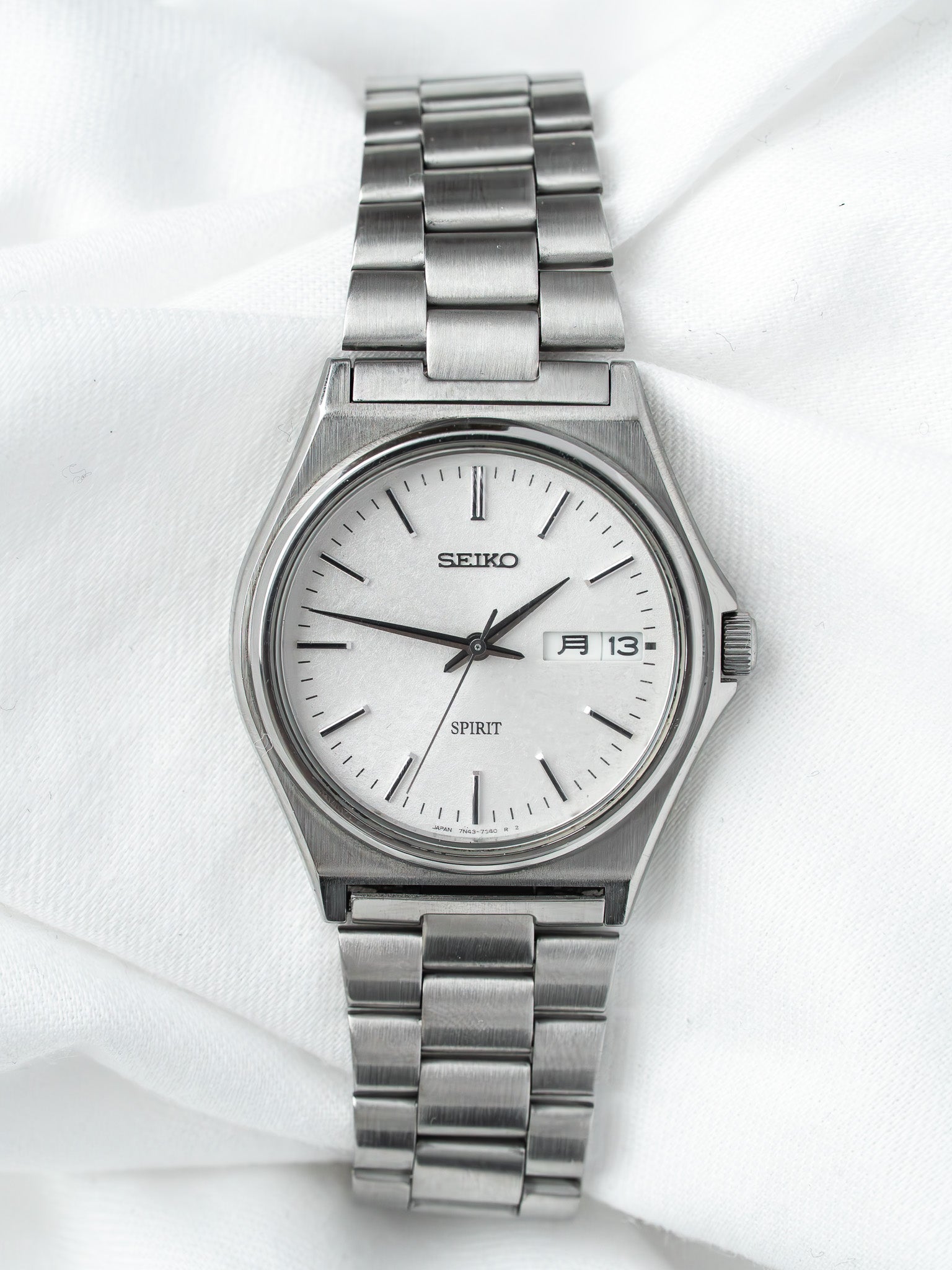 Montre Seiko Spirit 7N43-7180 Acier — Jour Kanji Date (2000s)