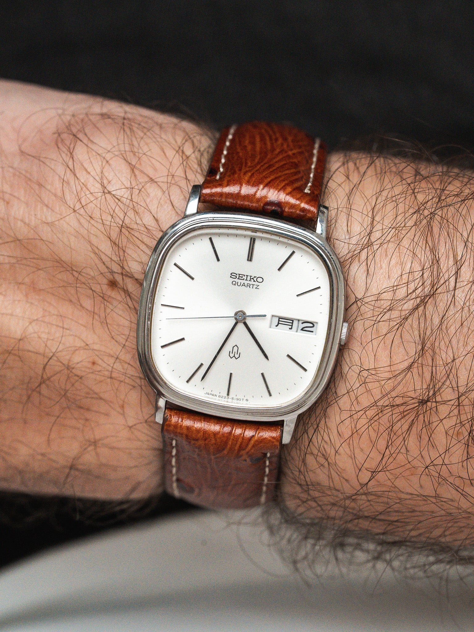 Vintage Seiko SQ Watch — 8223-5120 TV Case Kanji JDM (1981