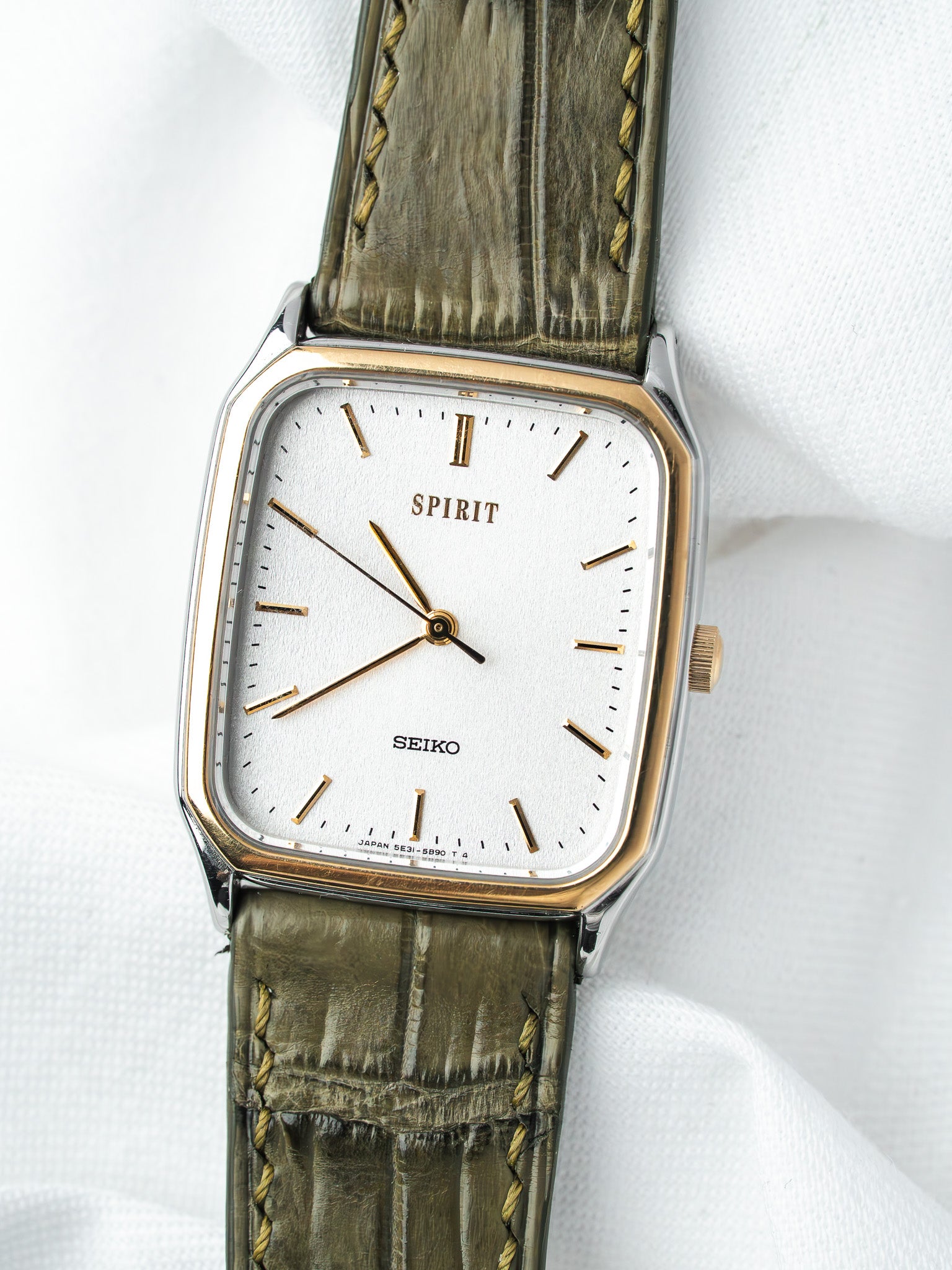 Seiko Tank Spirit Watch 5E31-5B50 Two-Tone — Sandblasted Dial
