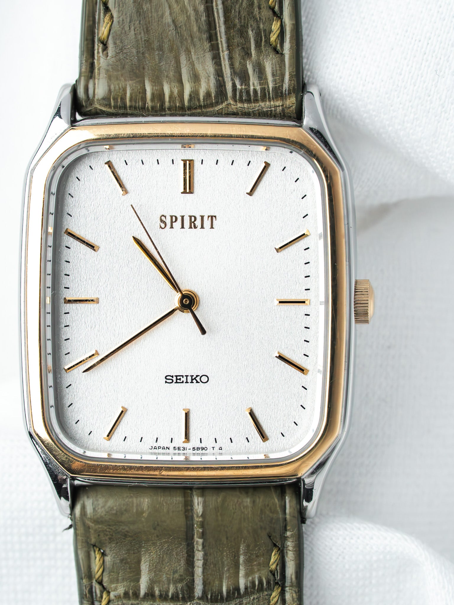 Seiko Tank Spirit Watch 5E31-5B50 Two-Tone — Sandblasted Dial