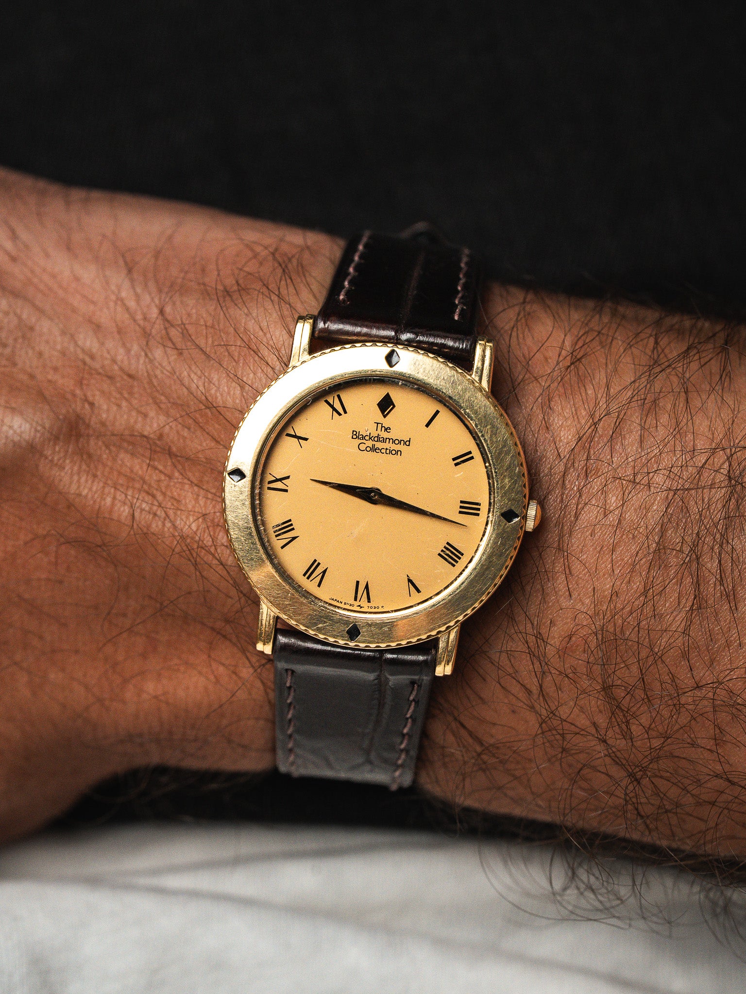 Montre Seiko The Blackdiamond Collection — Plaqué Or Cadran Masquant (1993)