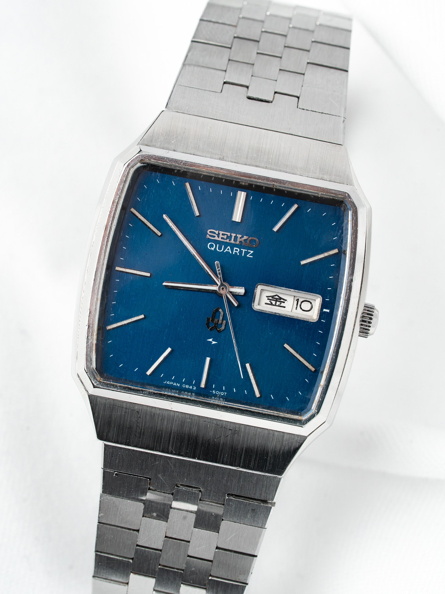 ساعة Seiko Type II فينتاج من الفولاذ — TV قرص أزرق (1970s) 