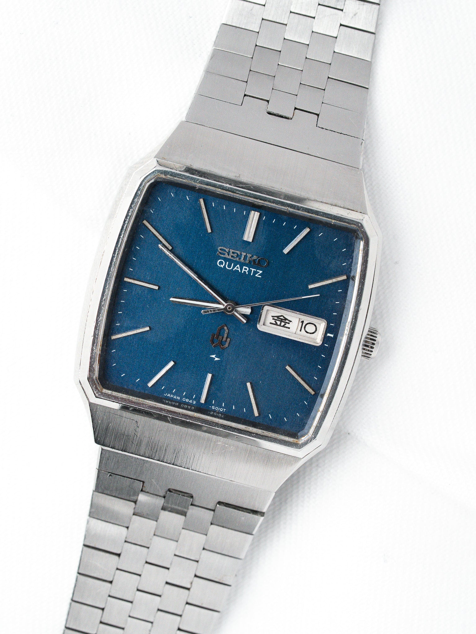 ساعة Seiko Type II فينتاج من الفولاذ — TV قرص أزرق (1970s) 