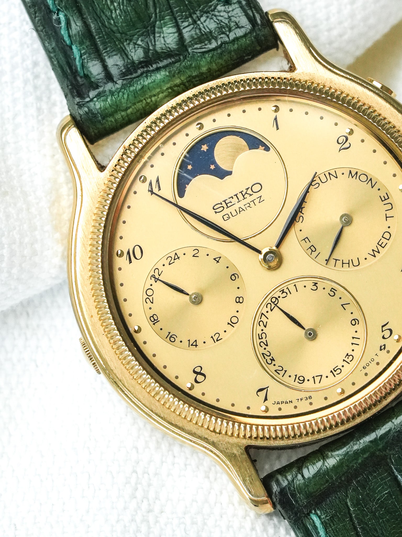Montre Seiko Vintage - Or Triple Calendrier Phase de lune (1988) - Atelier Victor