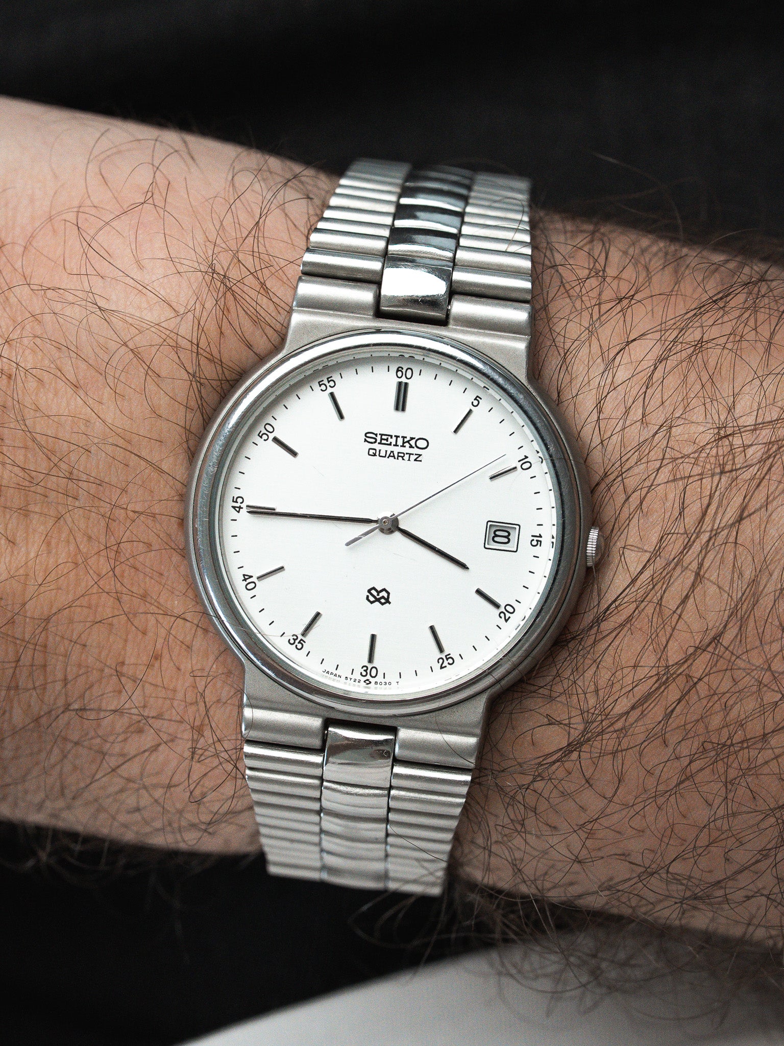 Montre Seiko Vintage - SQ Acier Maille Cadran Acier (1988) - Atelier Victor