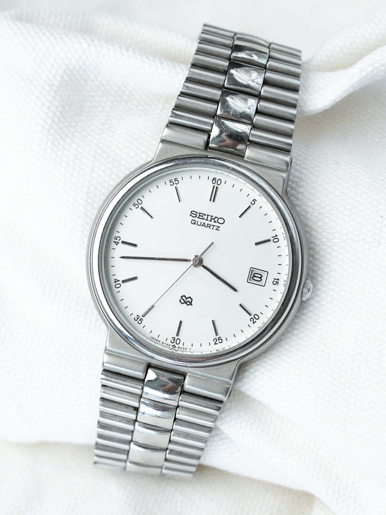 Montre Seiko Vintage - SQ Acier Maille Cadran Acier (1988) - Atelier Victor
