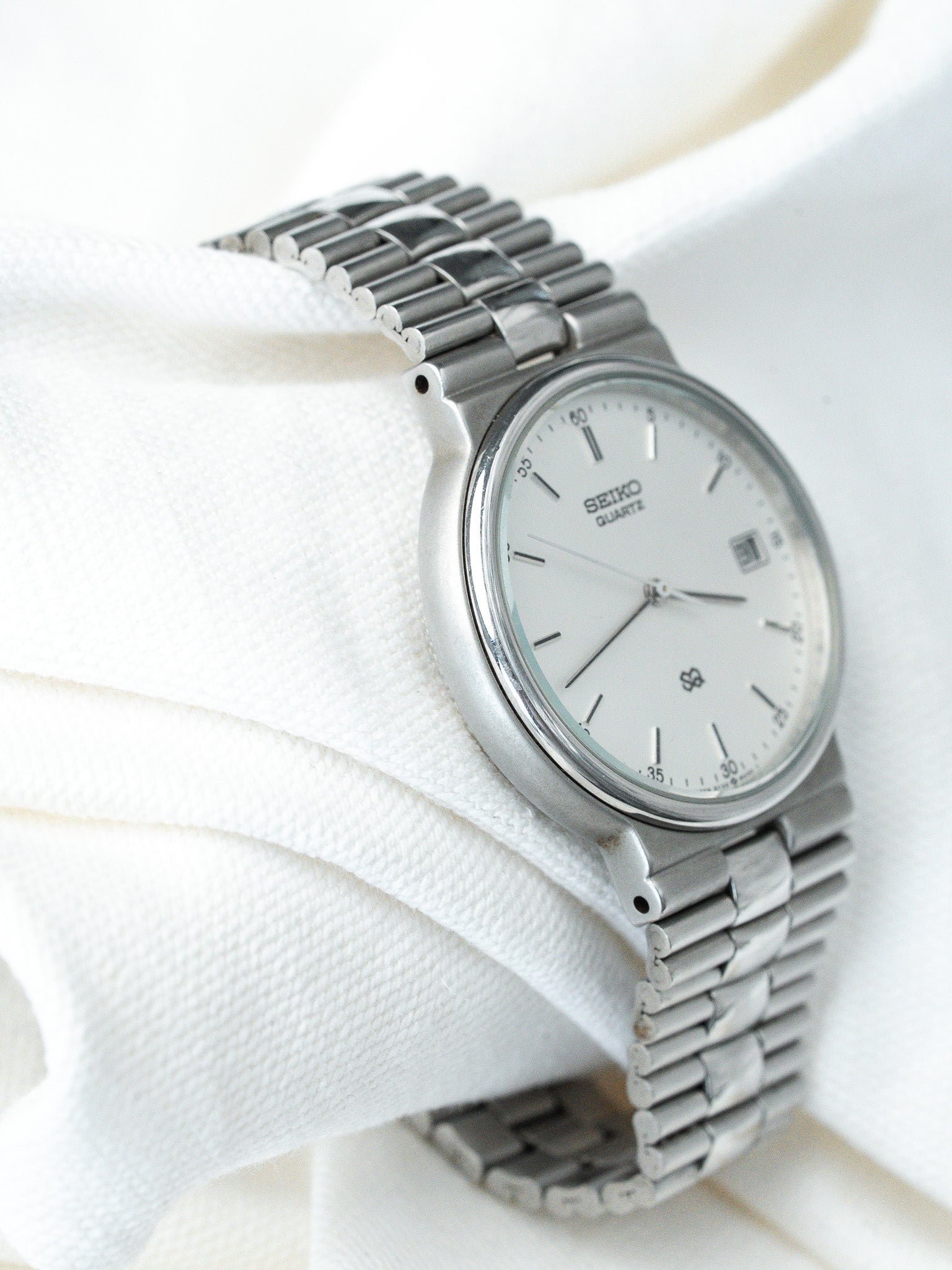 Montre Seiko Vintage - SQ Acier Maille Cadran Acier (1988) - Atelier Victor