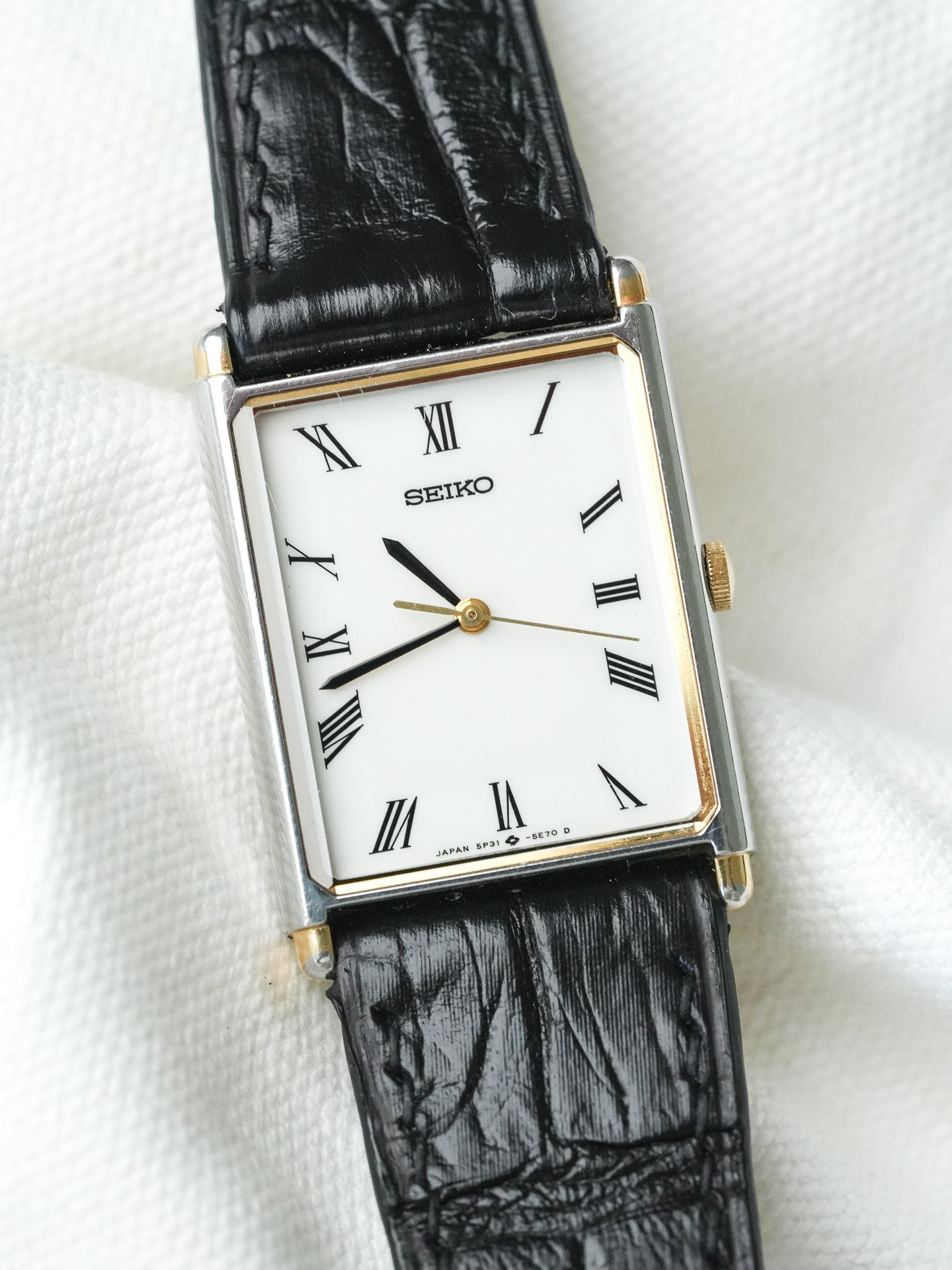 Montre Seiko Vintage - Tank Cornes Or 5P31-5D40 (1988) - Atelier Victor