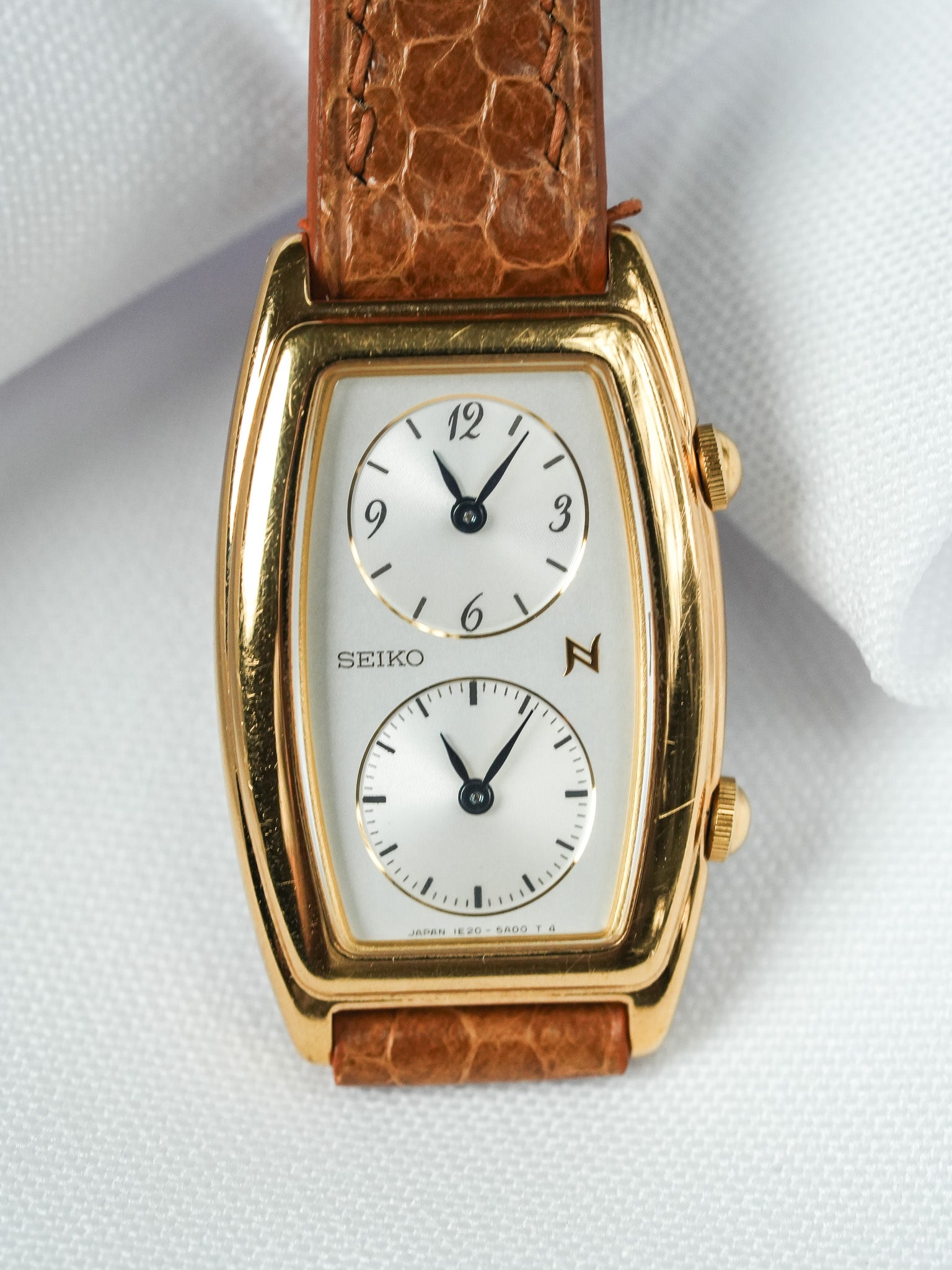 Винтажные часы Seiko - Tank "Dual Time" с позолотой (1995) 