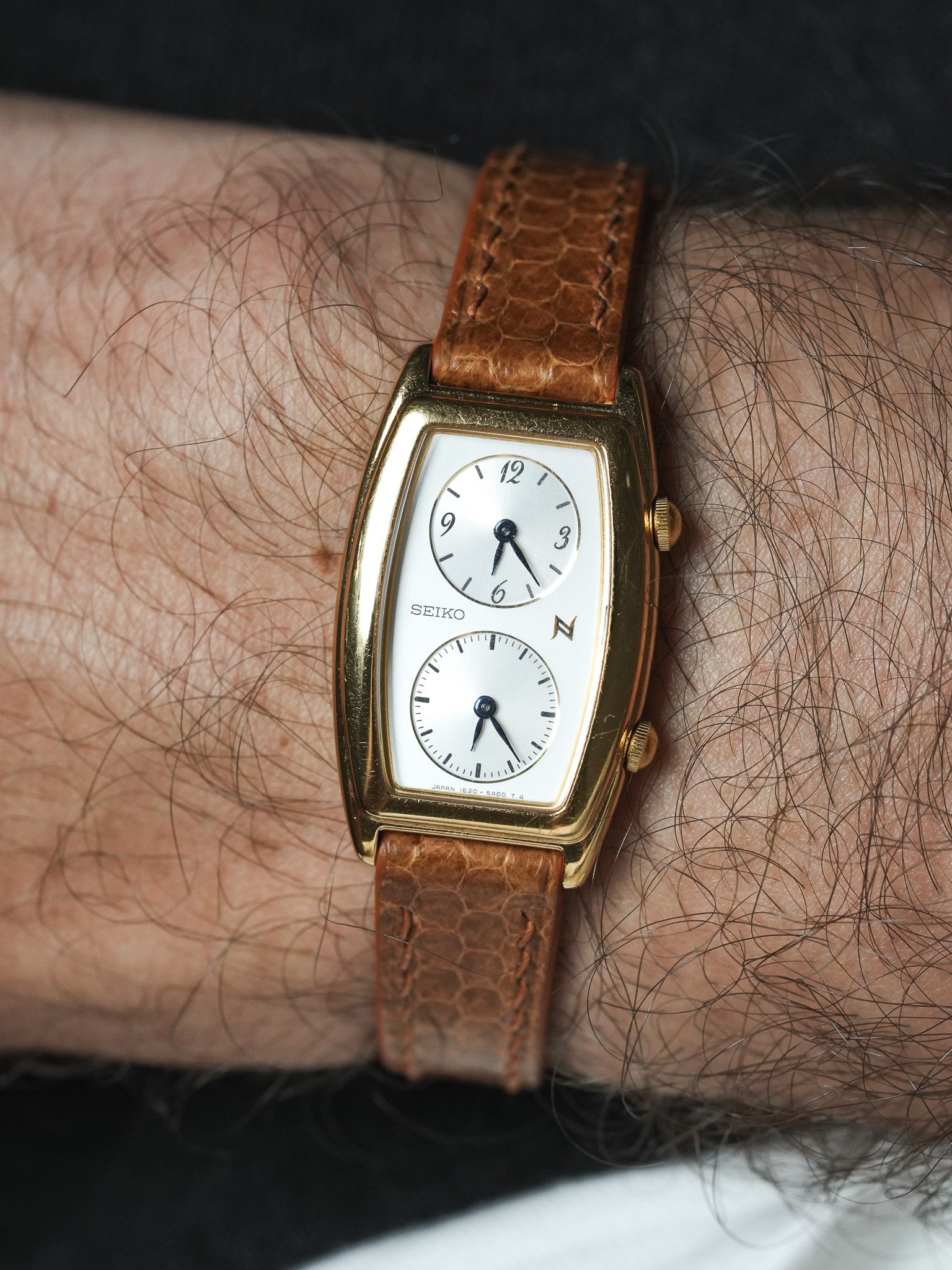 Винтажные часы Seiko - Tank "Dual Time" с позолотой (1995) 