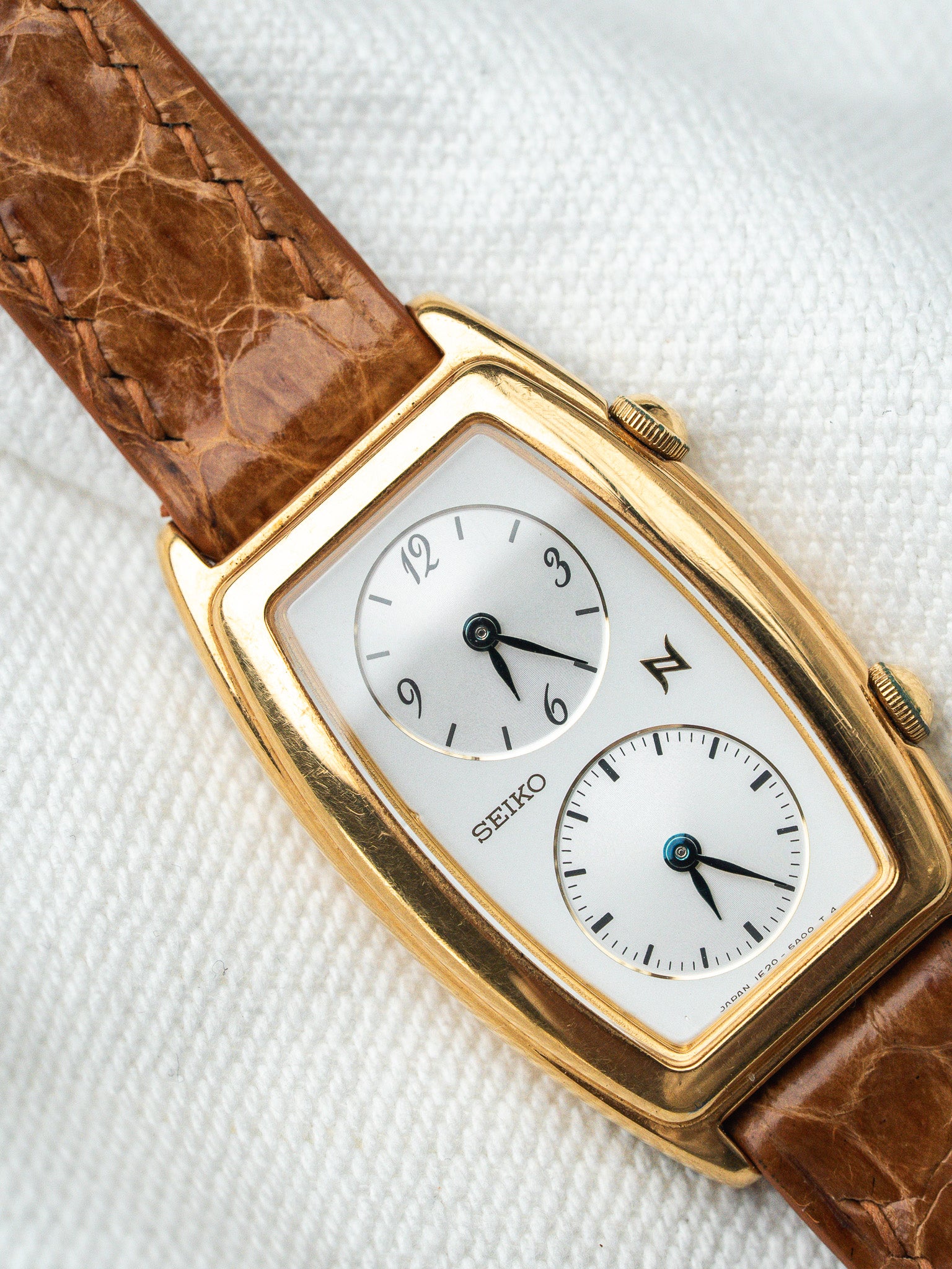 Vintage Seiko Tank Dual Time 1E20-3A00 Pre-Owned Camel | Vintage 2004