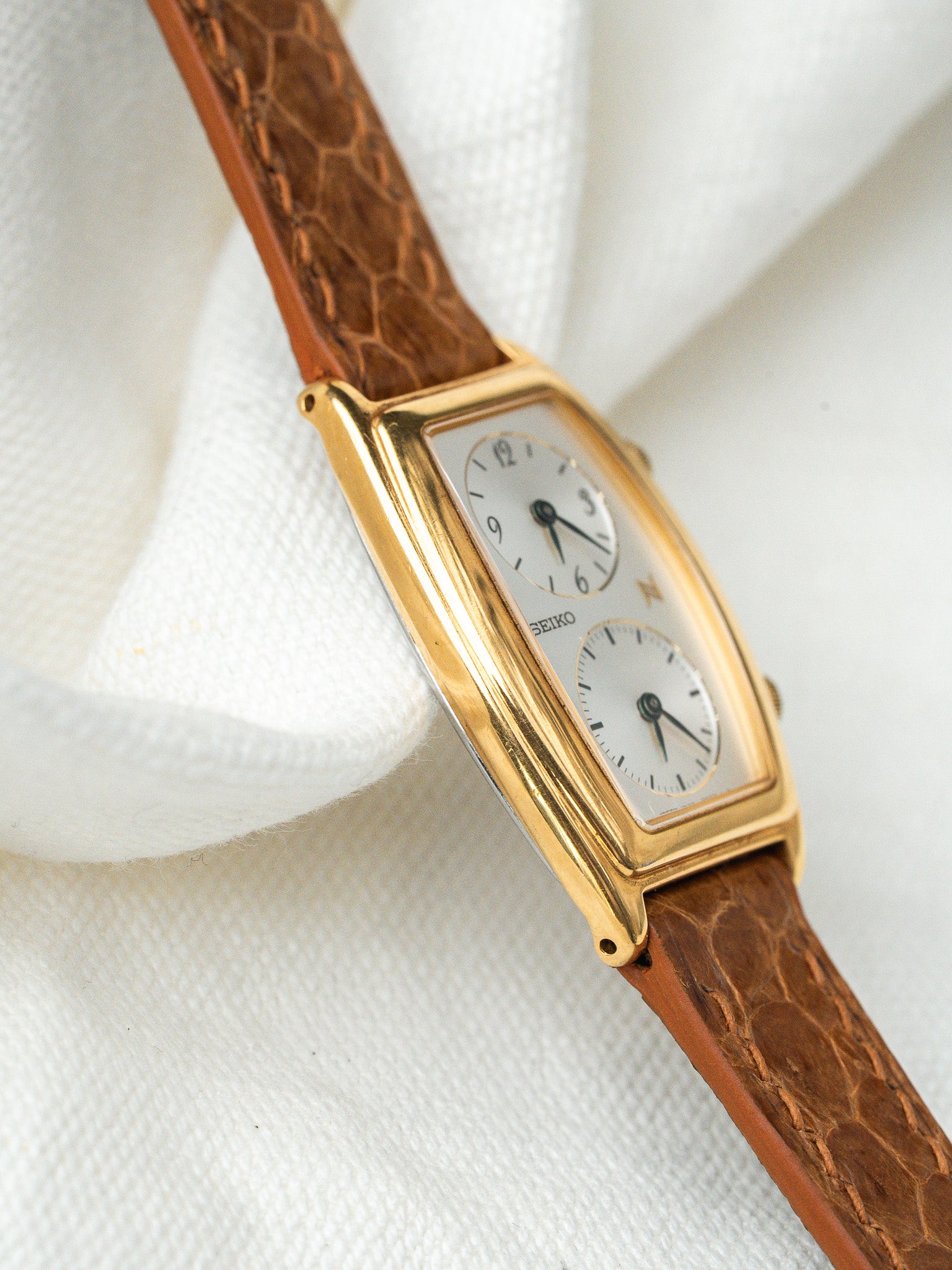 Vintage Seiko Tank Dual Time 1E20-3A00 Pre-Owned Camel | Vintage 2004