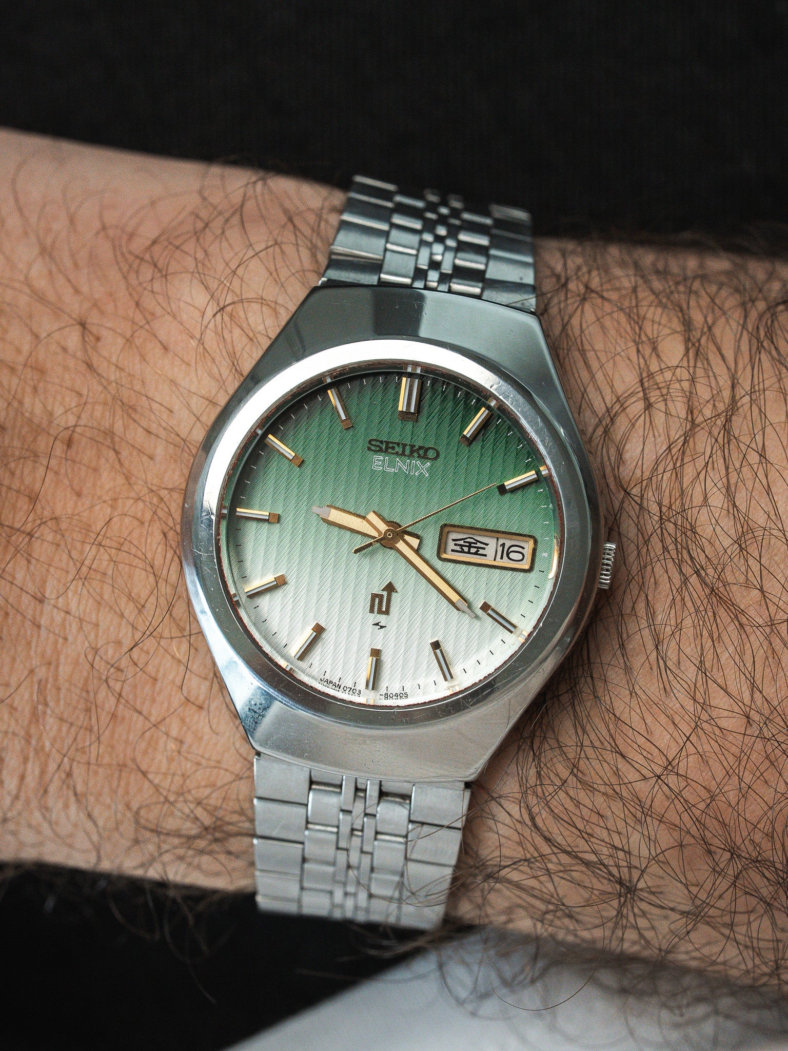 Montre Seiko Vintage - Tapisserie Dégradé Vert Kanji (1975) - Atelier Victor