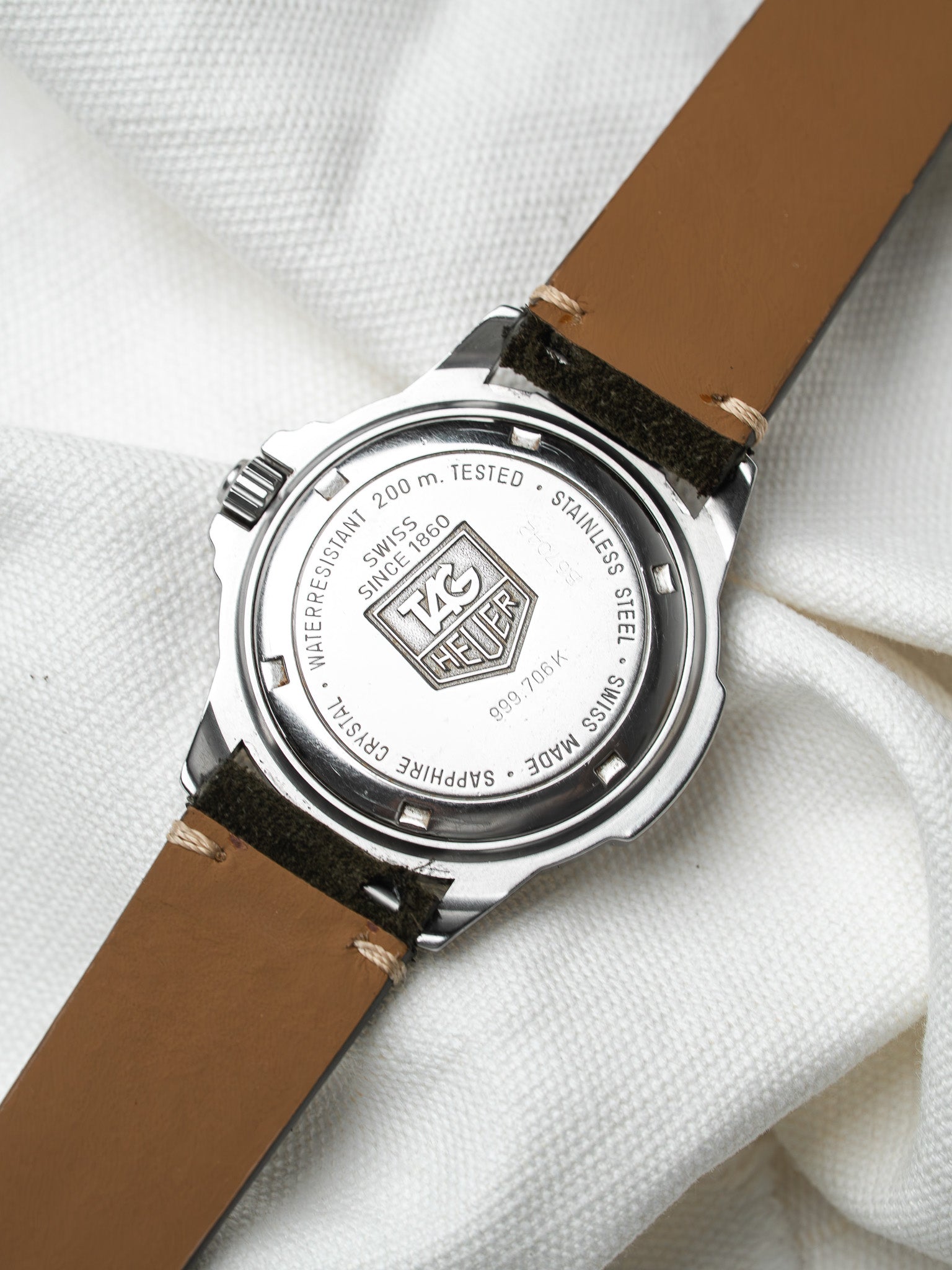 Montre Tag Heuer Professionnel 200 Vintage - Acier Cuir Cadran Gris (Années 1980) - Atelier Victor