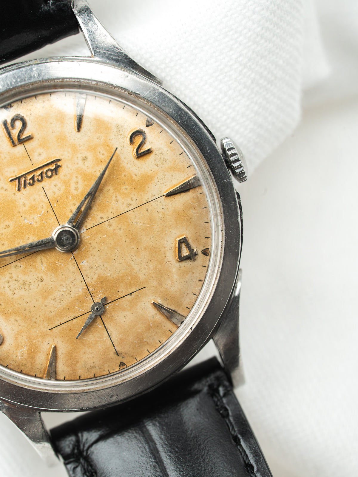 Signature Tissot sur le cadran - Montre Tissot Petite Seconde Acier 1956 - Atelier Victor