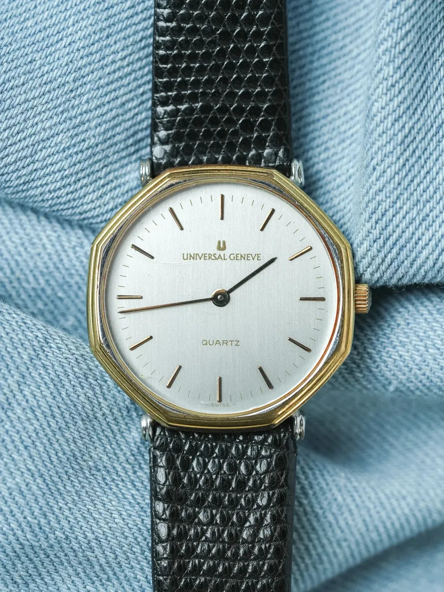 Montre Universal Genève Vintage - Octogonale Acier et Or (Années 1980) - Atelier Victor