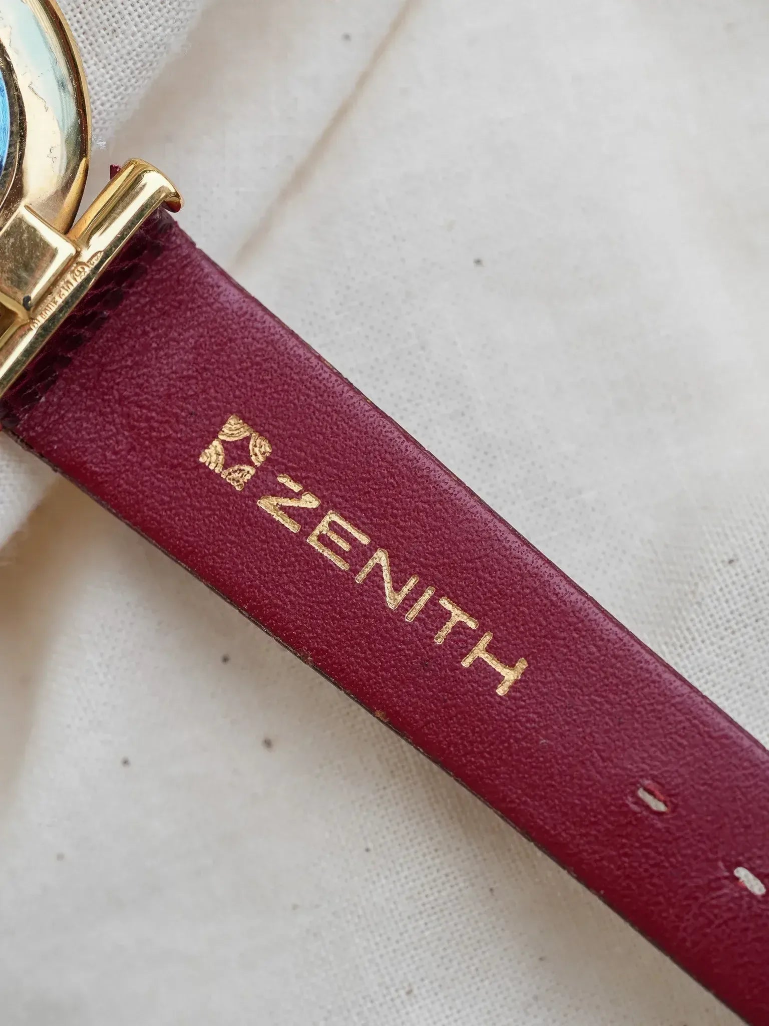 Vintage Zenith Museum Gold-Plated Watch — Bordeaux Dial with Gold