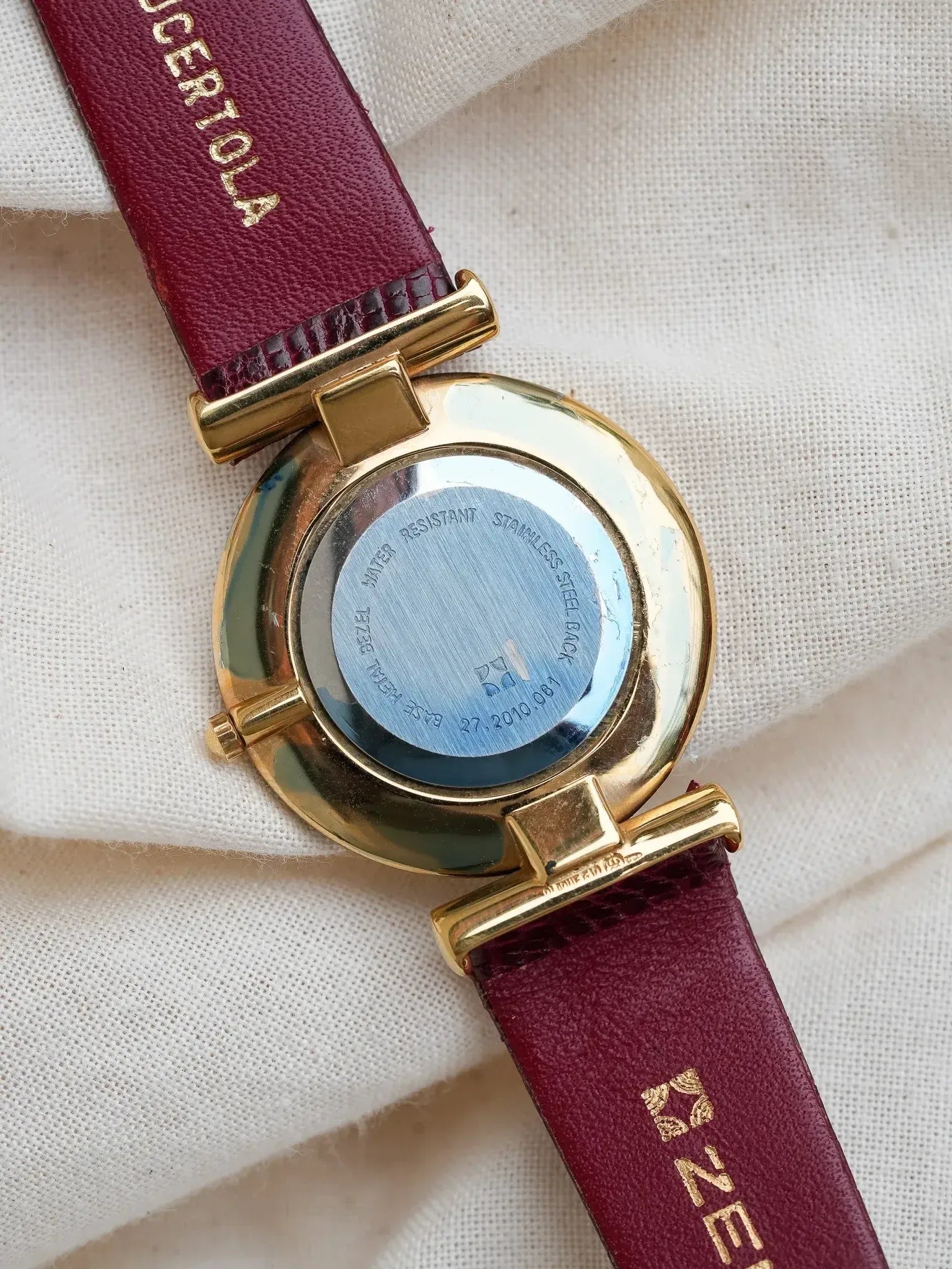 Vintage Zenith Museum Gold-Plated Watch — Bordeaux Dial with Gold