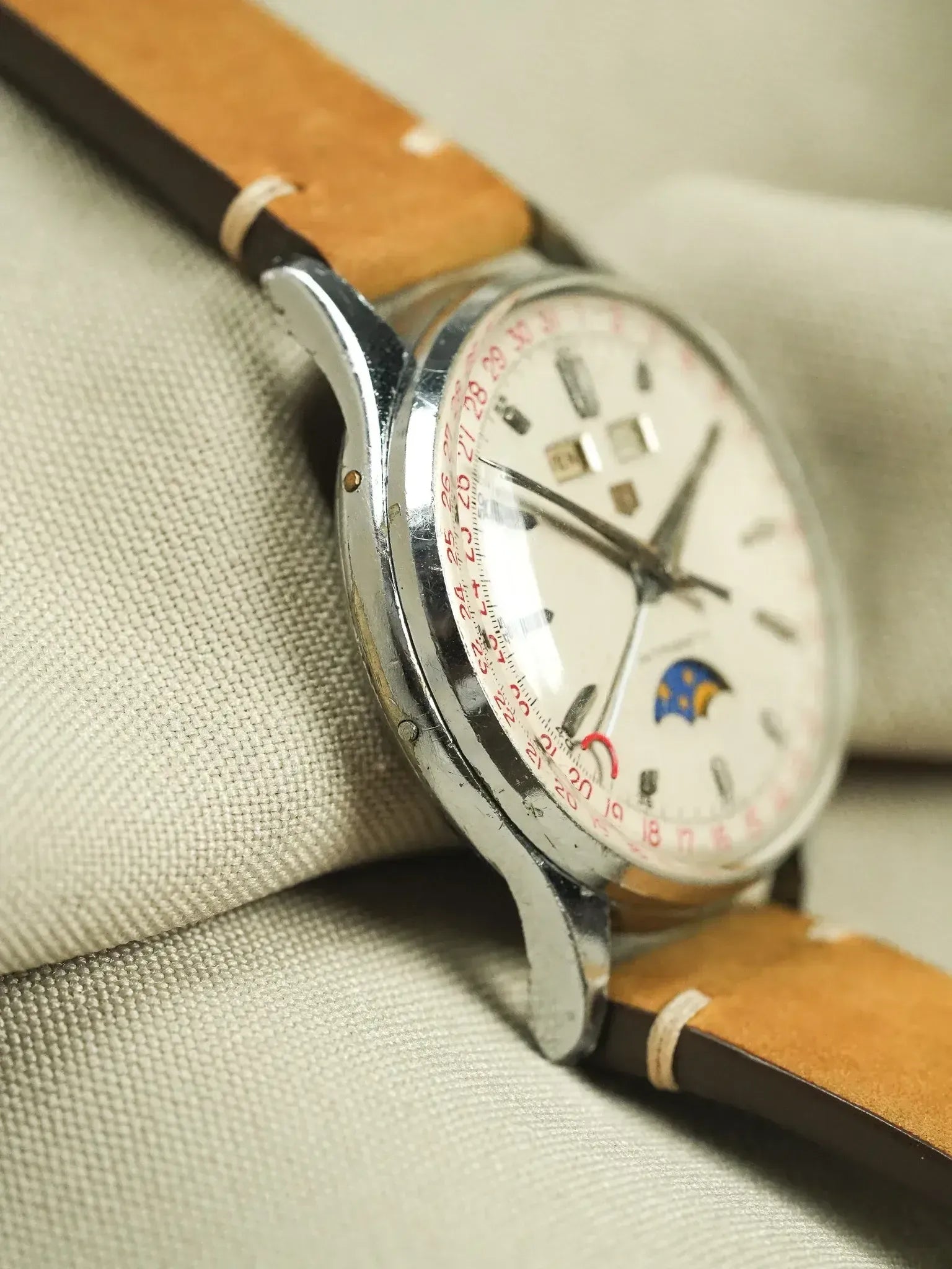 Nobellux - Valjoux 90 Acero Fase lunar Calendario triple - 1950s 