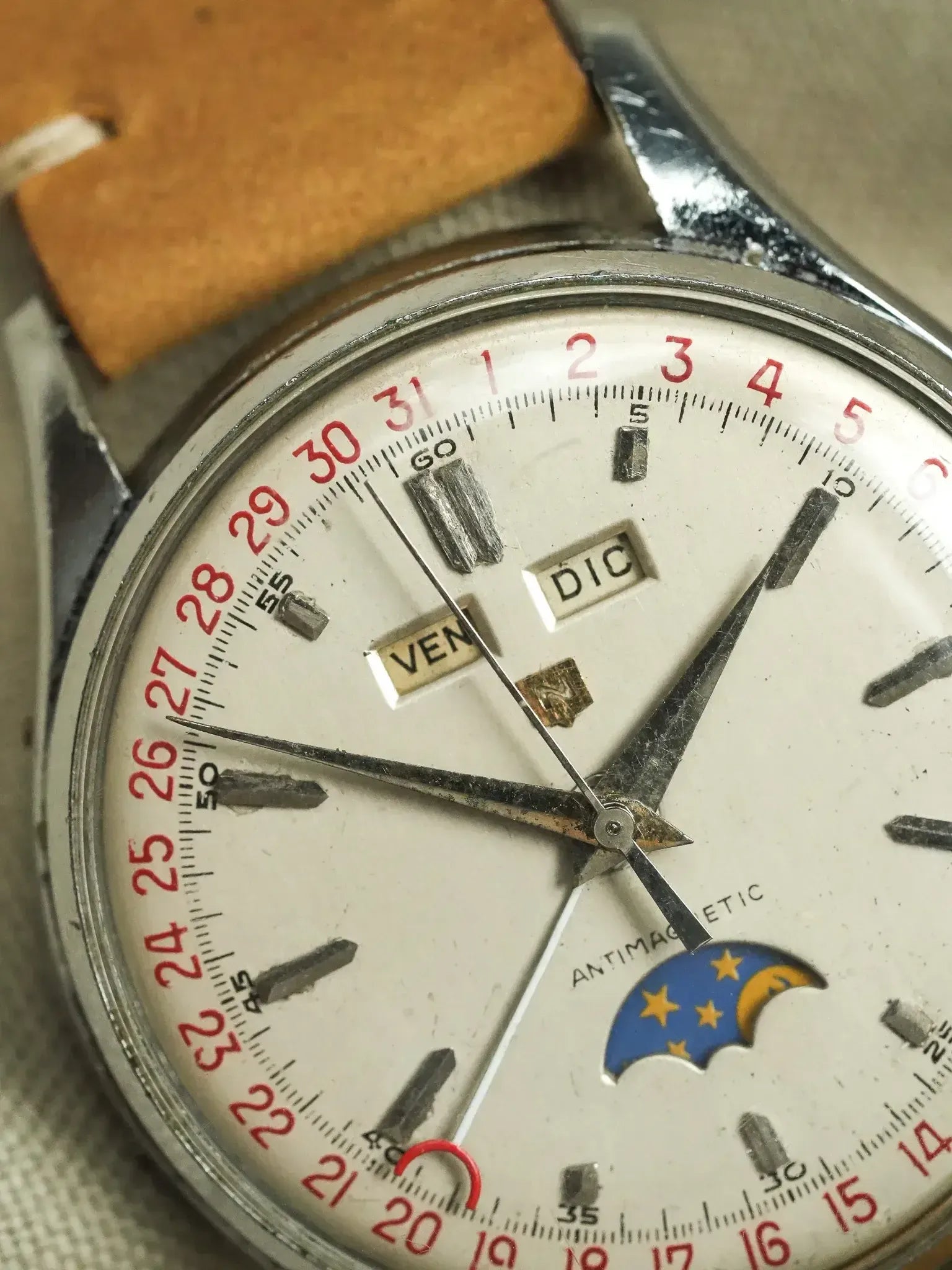 Nobellux - Valjoux 90 Acero Fase lunar Calendario triple - 1950s 