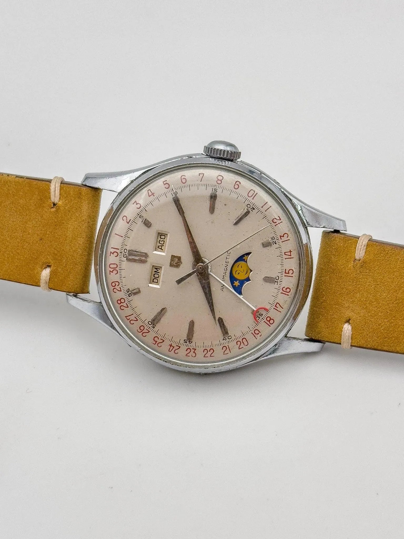 Nobellux - Valjoux 90 Moonphase Triple Calendar - 1950s - Atelier Victor Paris - Vintage Watch Shop Dubai