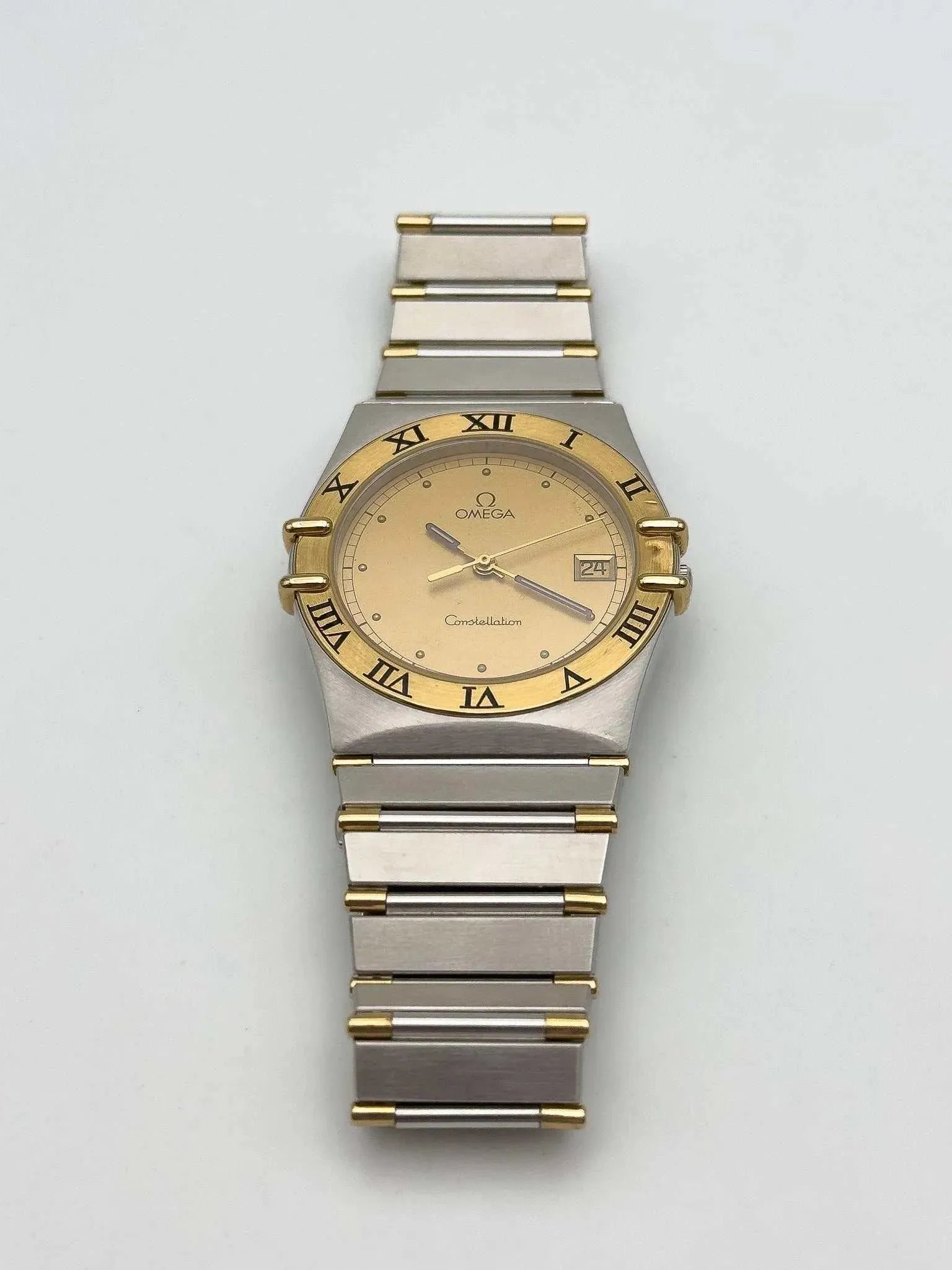 Omega - Constellation 18k Gold & Steel Gold Dial - 1990s - Atelier Victor Paris - Vintage Watch Shop Dubai