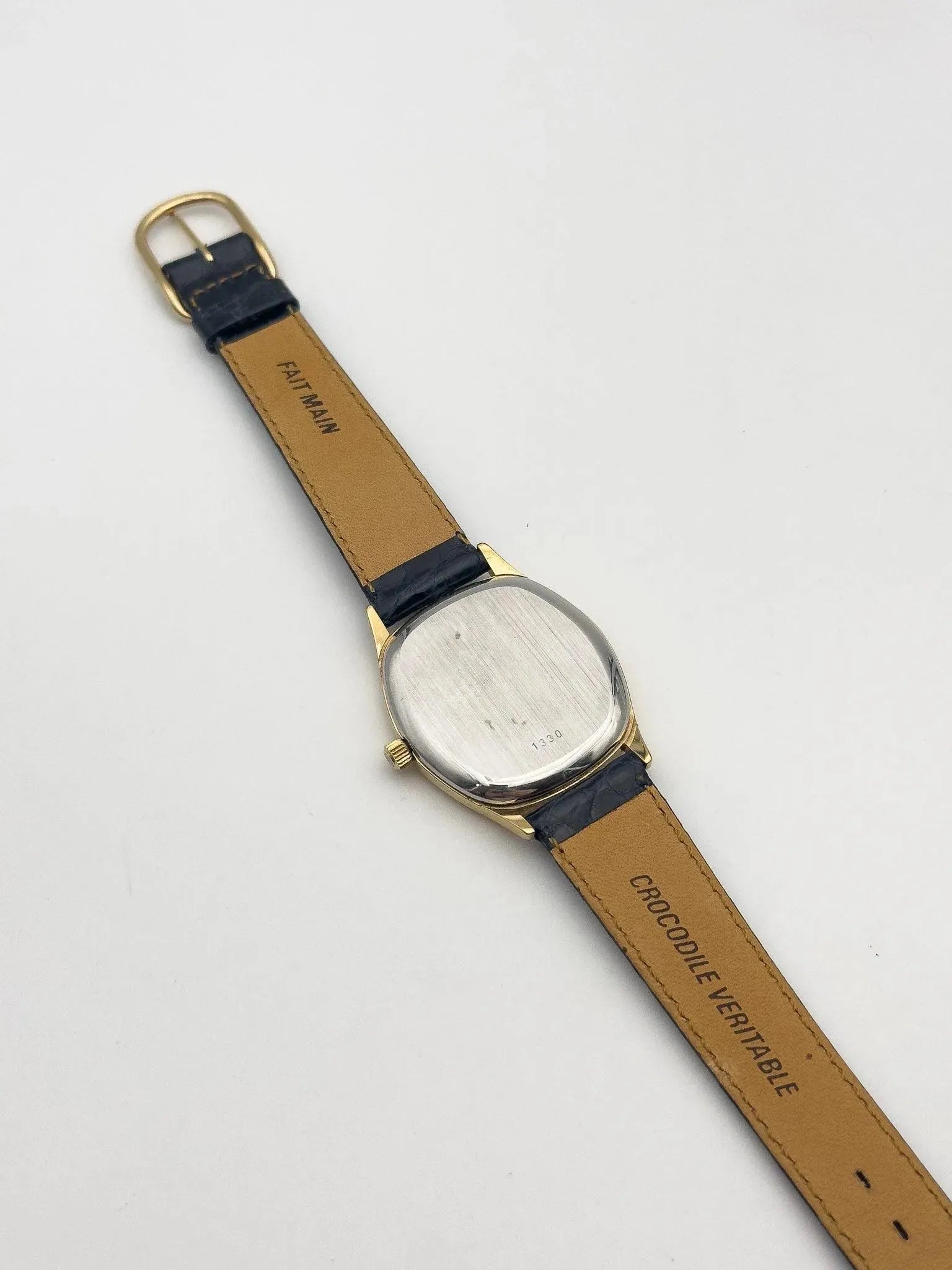 Omega - De Ville Tonneau Gold Blue Croco - 1977 - Atelier Victor Paris - Vintage Watch Shop Dubai