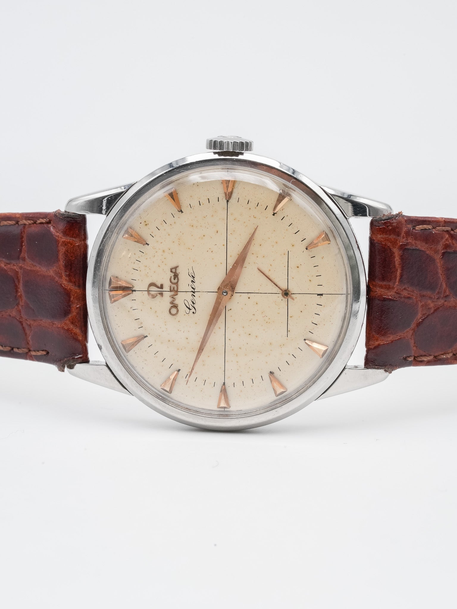Omega - Genève 2748-3 Acier Patine Ivoire - 1954 - Atelier Victor Paris - Vintage Watch Shop Dubai