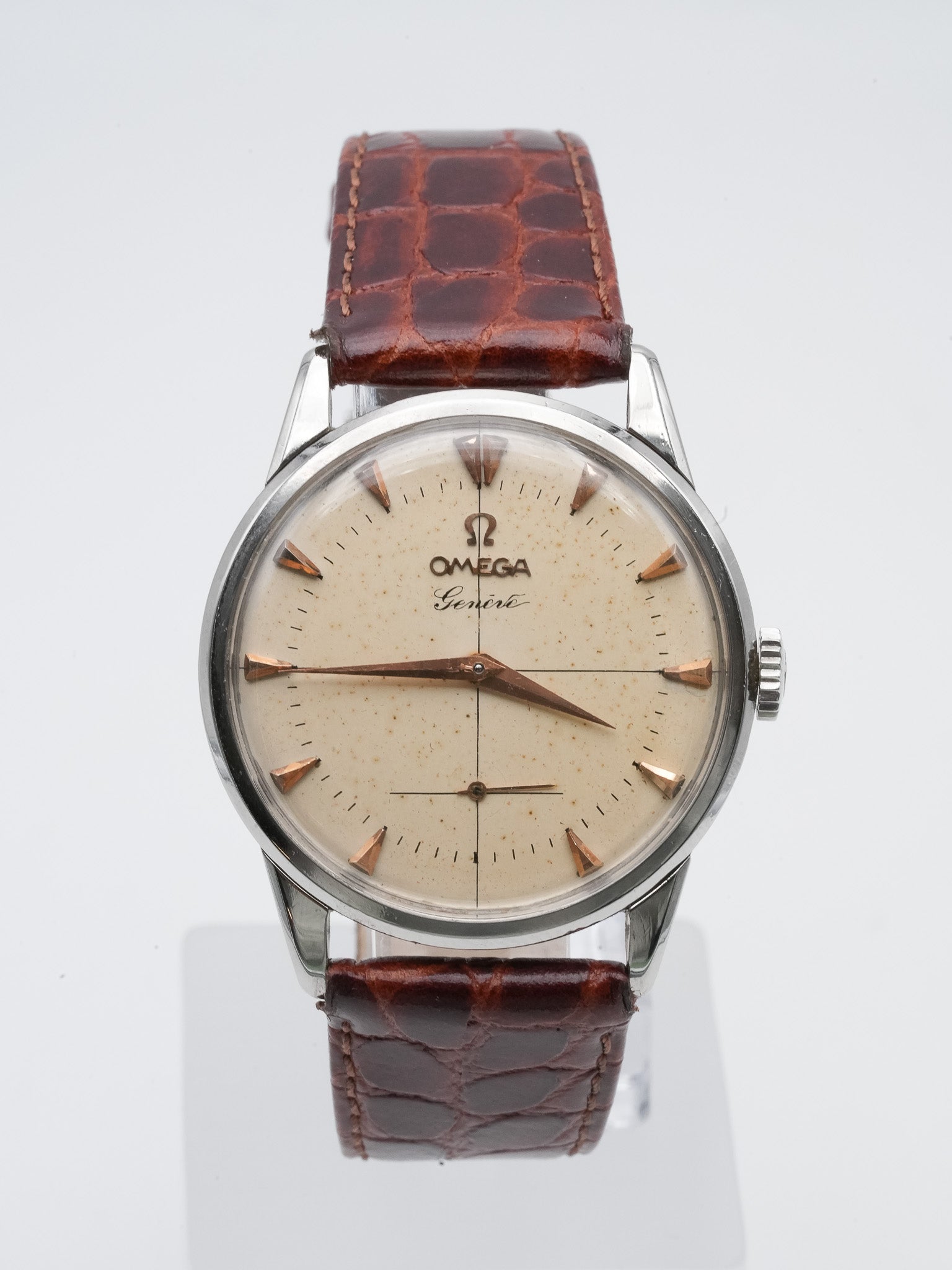 Omega - Genève 2748-3 Acier Patine Ivoire - 1954 - Atelier Victor Paris - Vintage Watch Shop Dubai