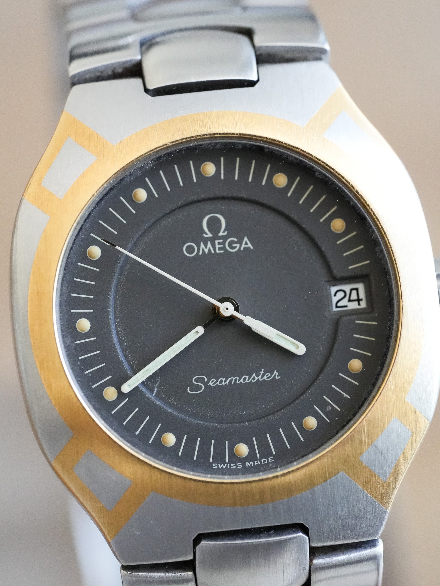 Omega - Seamaster Polaris Acier Or 18K Cadran Anthracite - 1991 - Atelier Victor Paris - Vintage Watch Shop Dubai