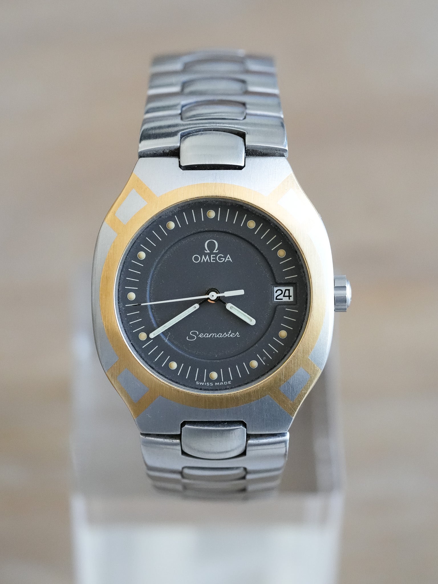 Omega - Seamaster Polaris Acier Or 18K Cadran Anthracite - 1991 - Atelier Victor Paris - Vintage Watch Shop Dubai