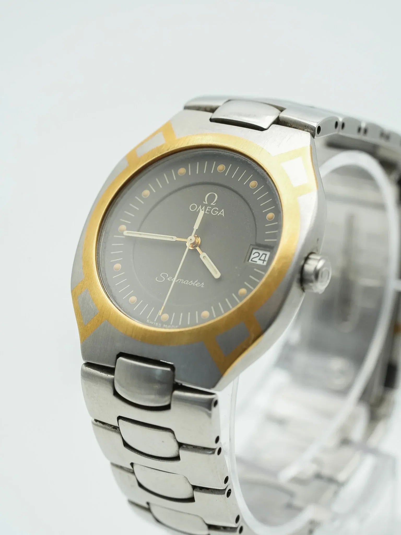 Omega - Seamaster Polaris Acier Or 18K Cadran Anthracite - 1991 - Atelier Victor - Vintage  Shop