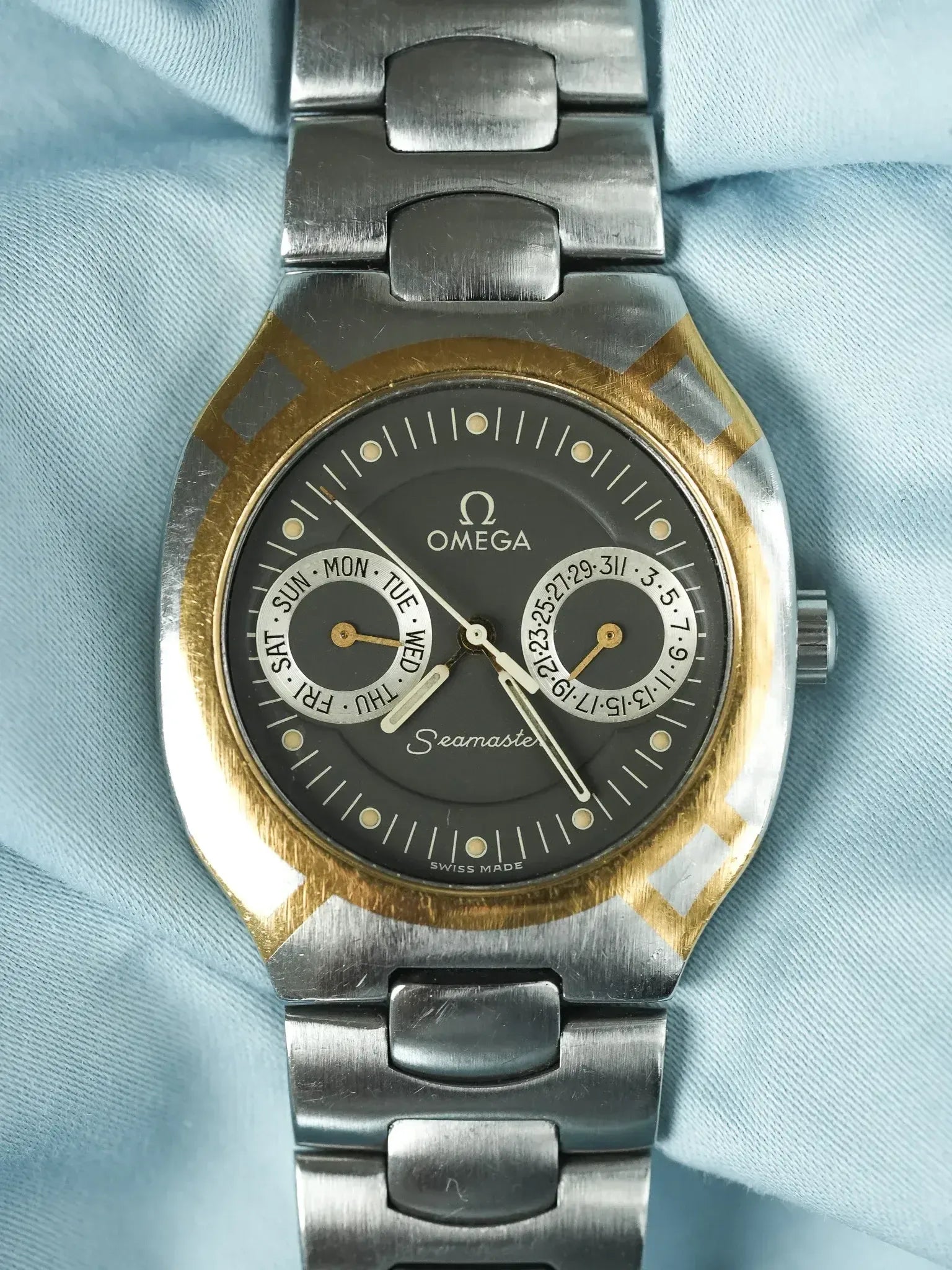 Omega - Seamaster Polaris Daydate Anthracite 18k Gold - 1980s 