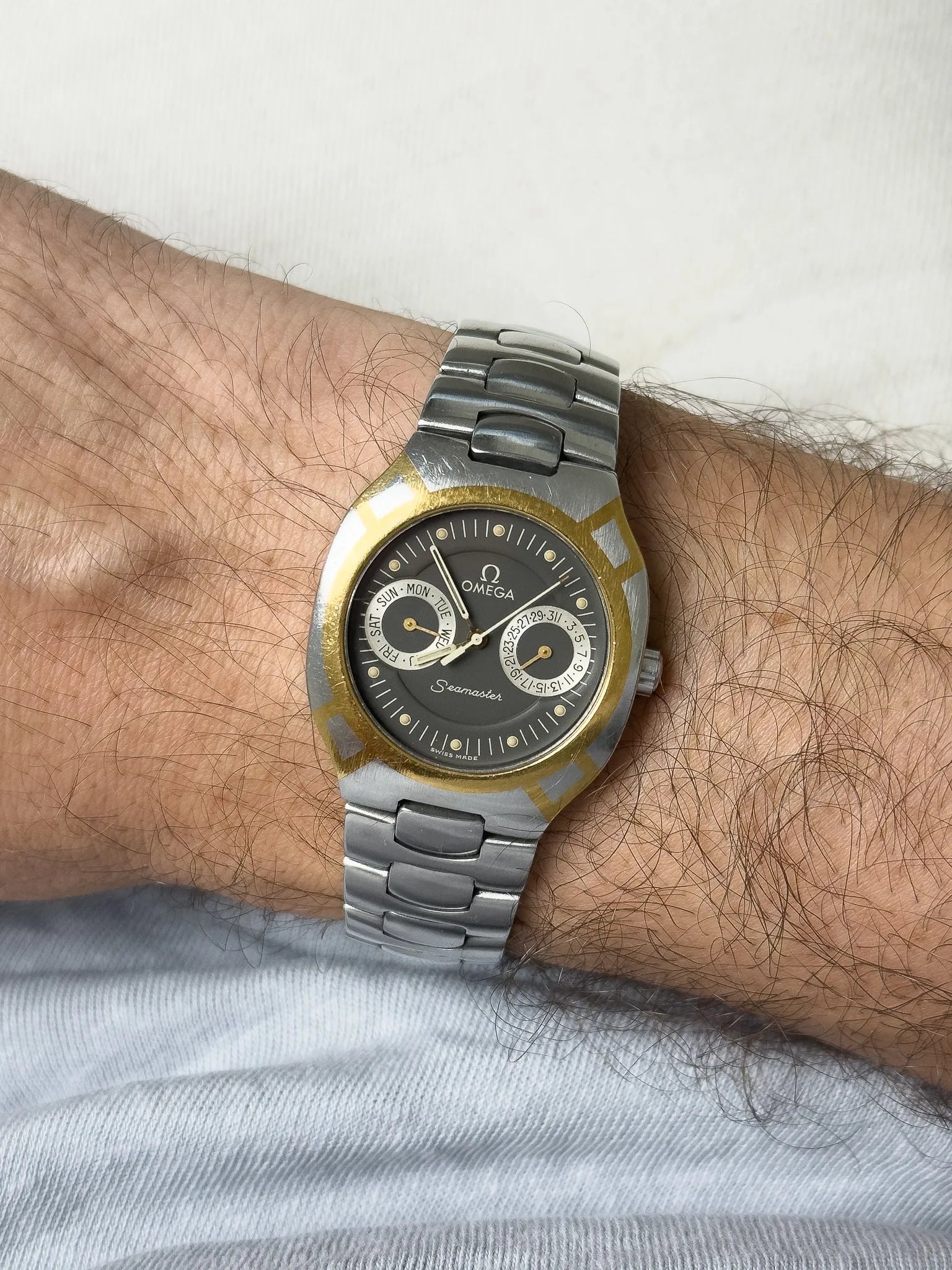 Omega - Seamaster Polaris Daydate Anthracite Or 18k - 1980s - Atelier Victor