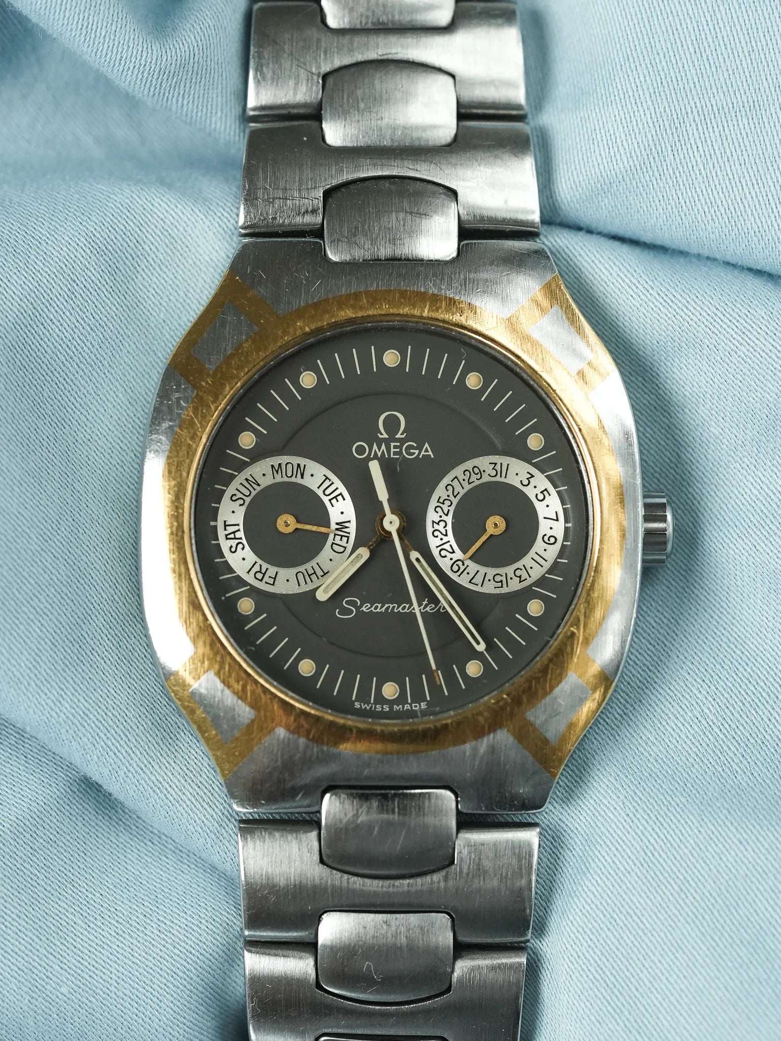 Omega - Seamaster Polaris Daydate Anthracite Or 18k - 1980s - Atelier Victor