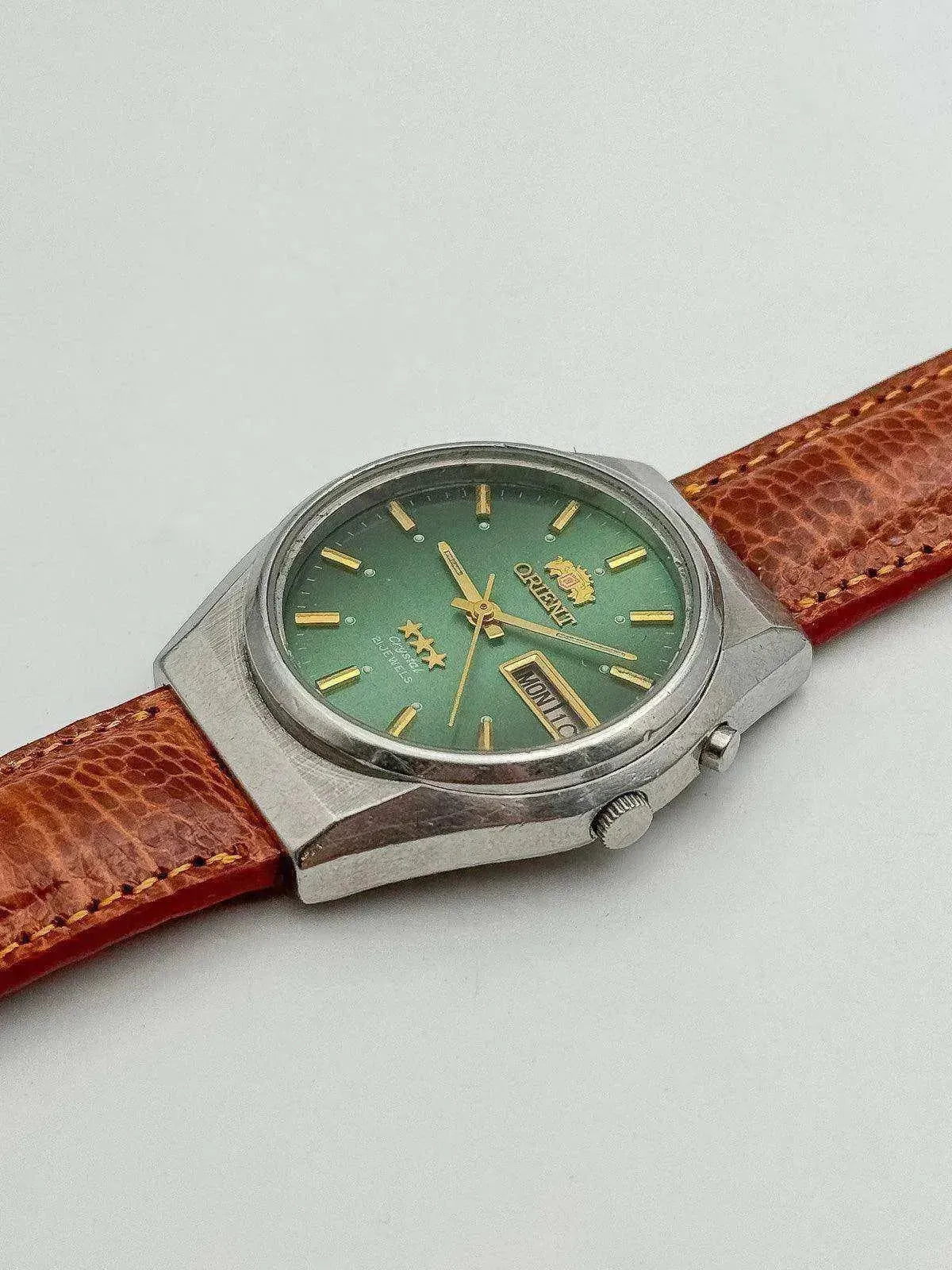 Orient - Daydate Cadran Vert cuir marron - 1970s - Atelier Victor