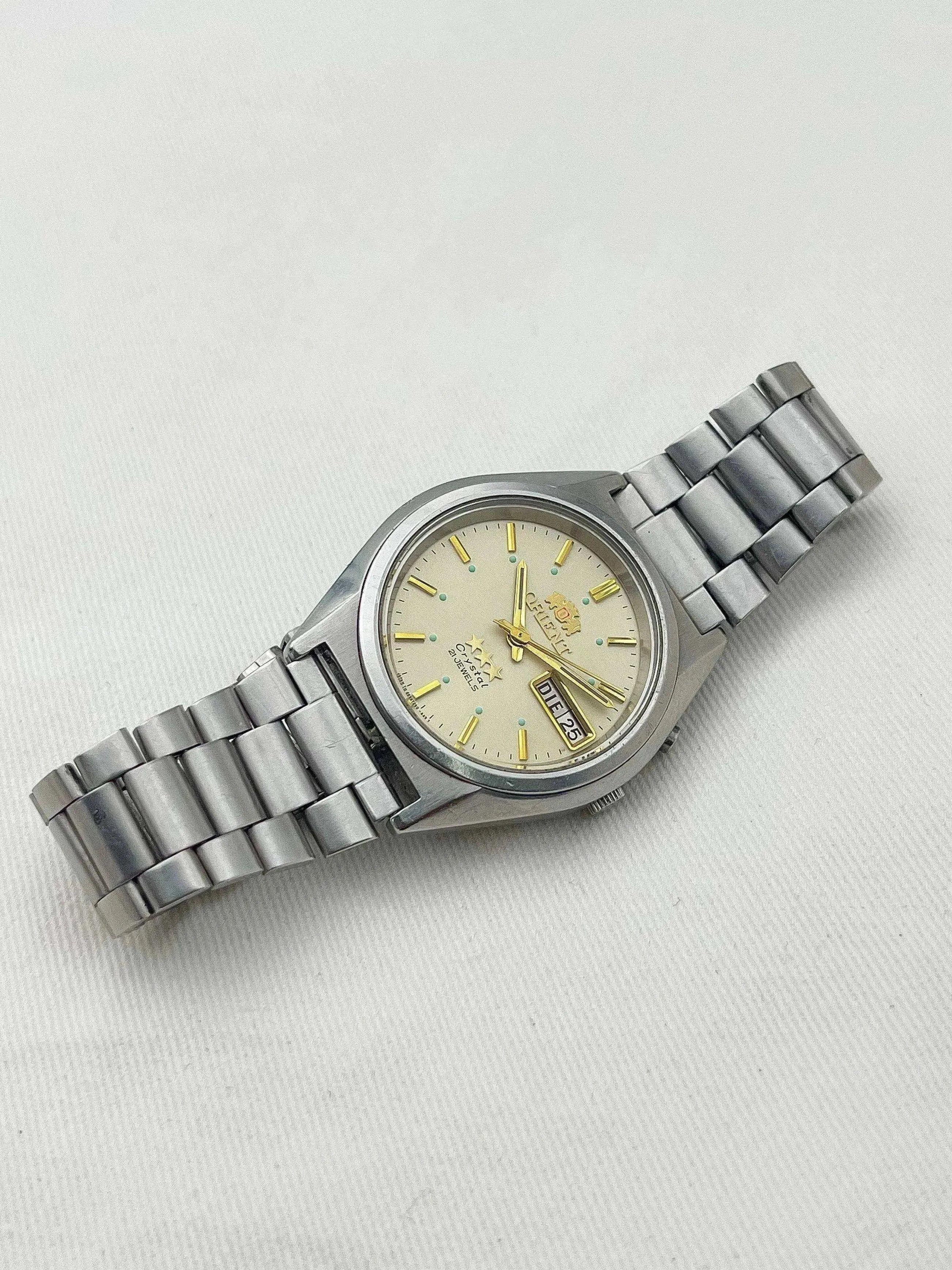 Orient - White Stars Dial Daydate Turquoise Dots - 1980s - Atelier Victor Paris - Vintage Watch Shop Dubai