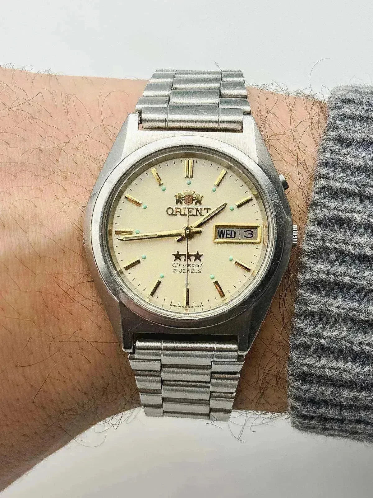 Orient - White Stars Dial Daydate Turquoise Dots - 1980s - Atelier Victor - Vintage  Shop