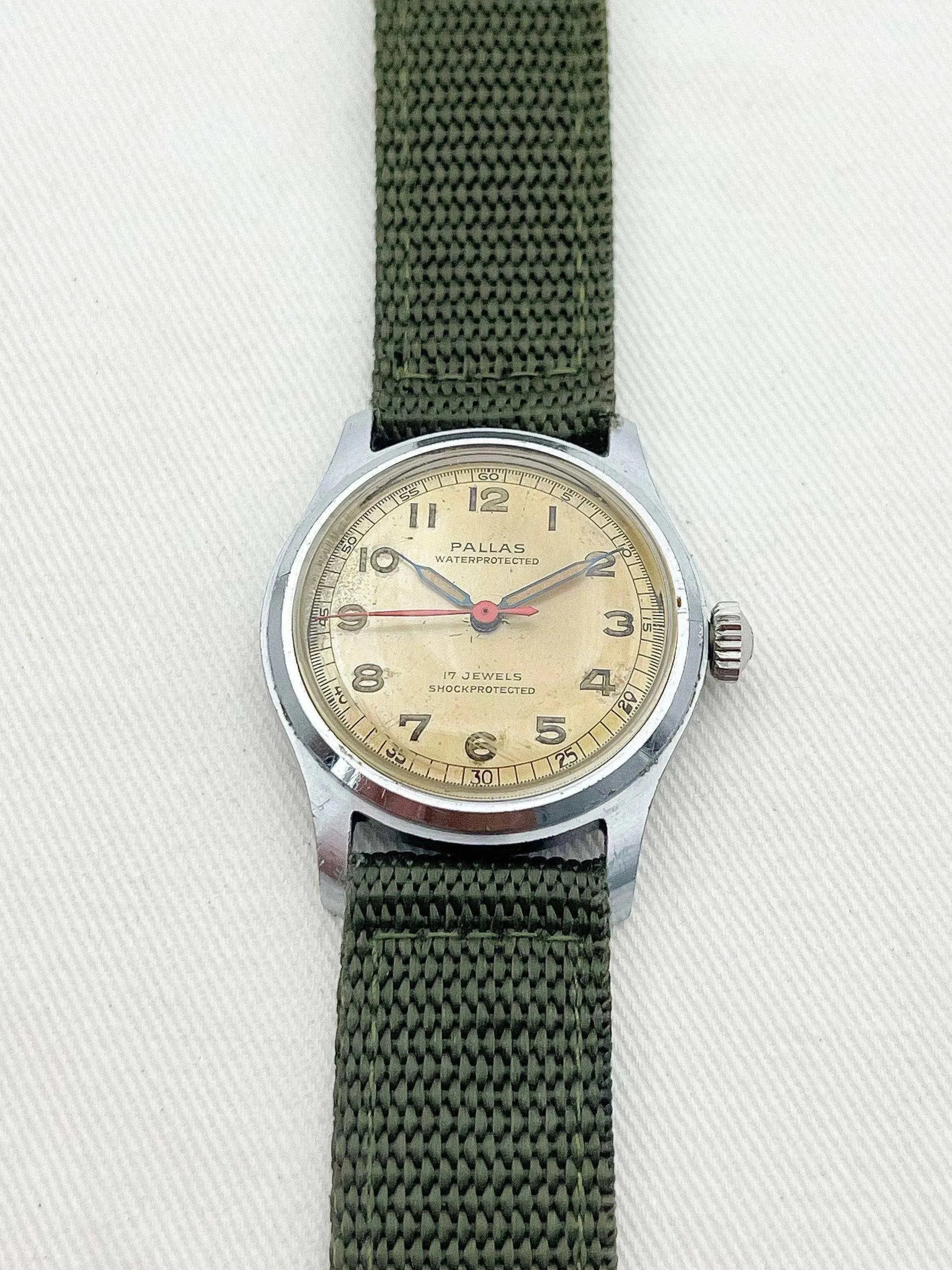 Pallas - Green Military - 1960’s - Atelier Victor Paris - Vintage Watch Shop Dubai