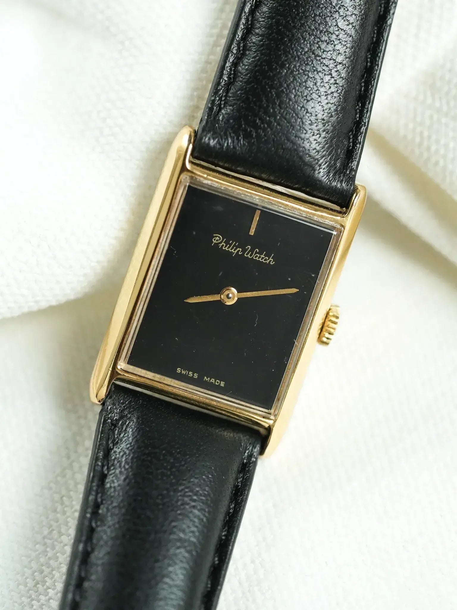 Philips Watch - Mini Tank Gold Black Dial - 1980s