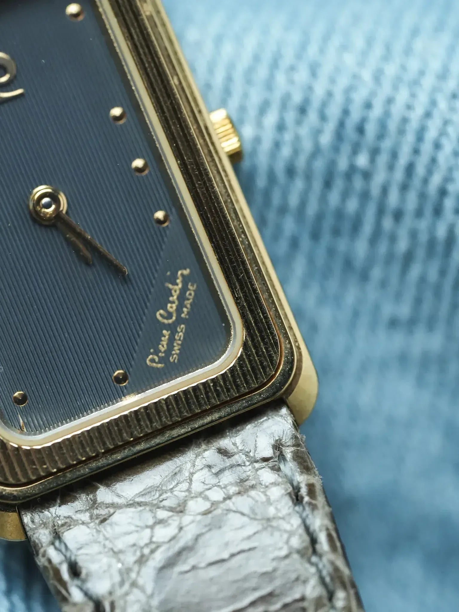 PIerre Cardin - Tank Elongated Gold Gray Dial - NOS - 1980s