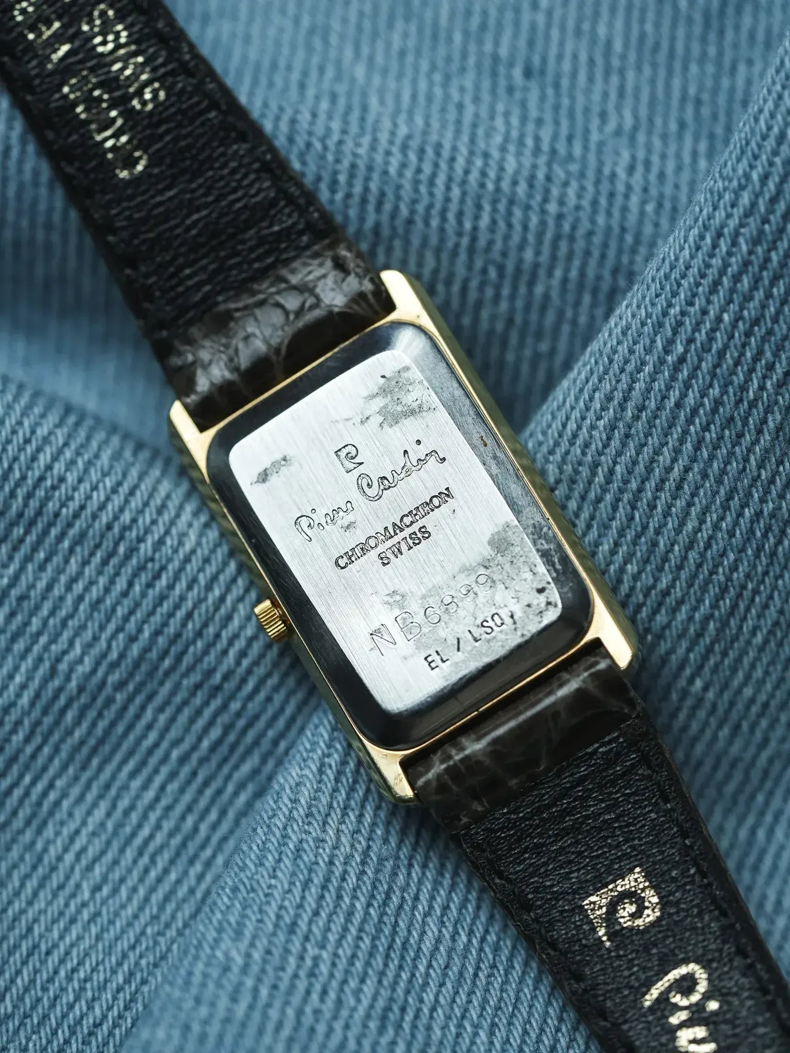 PIerre Cardin - Tank Elongated Gold Gray Dial - NOS - 1980s 