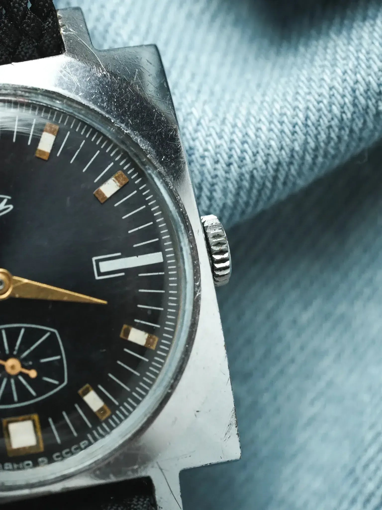 Pobeda Zim - Black Steel Square sub-second - 1960s - Atelier Victor