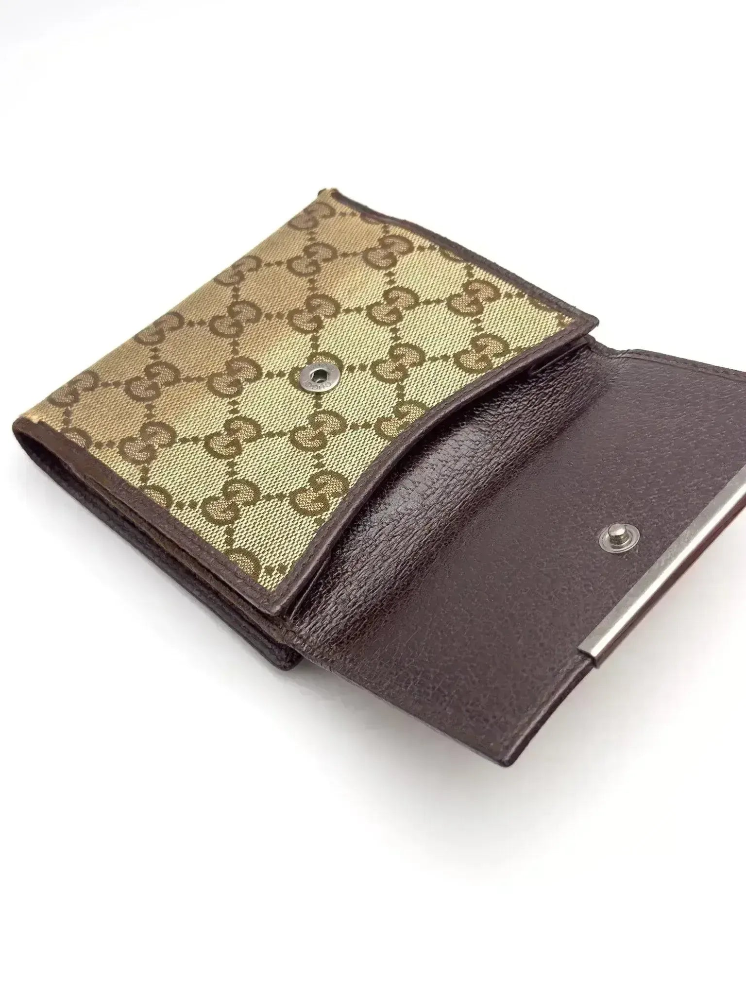 Portefeuille Gucci Vintage Toile GG Marron Occasion - Atelier Victor