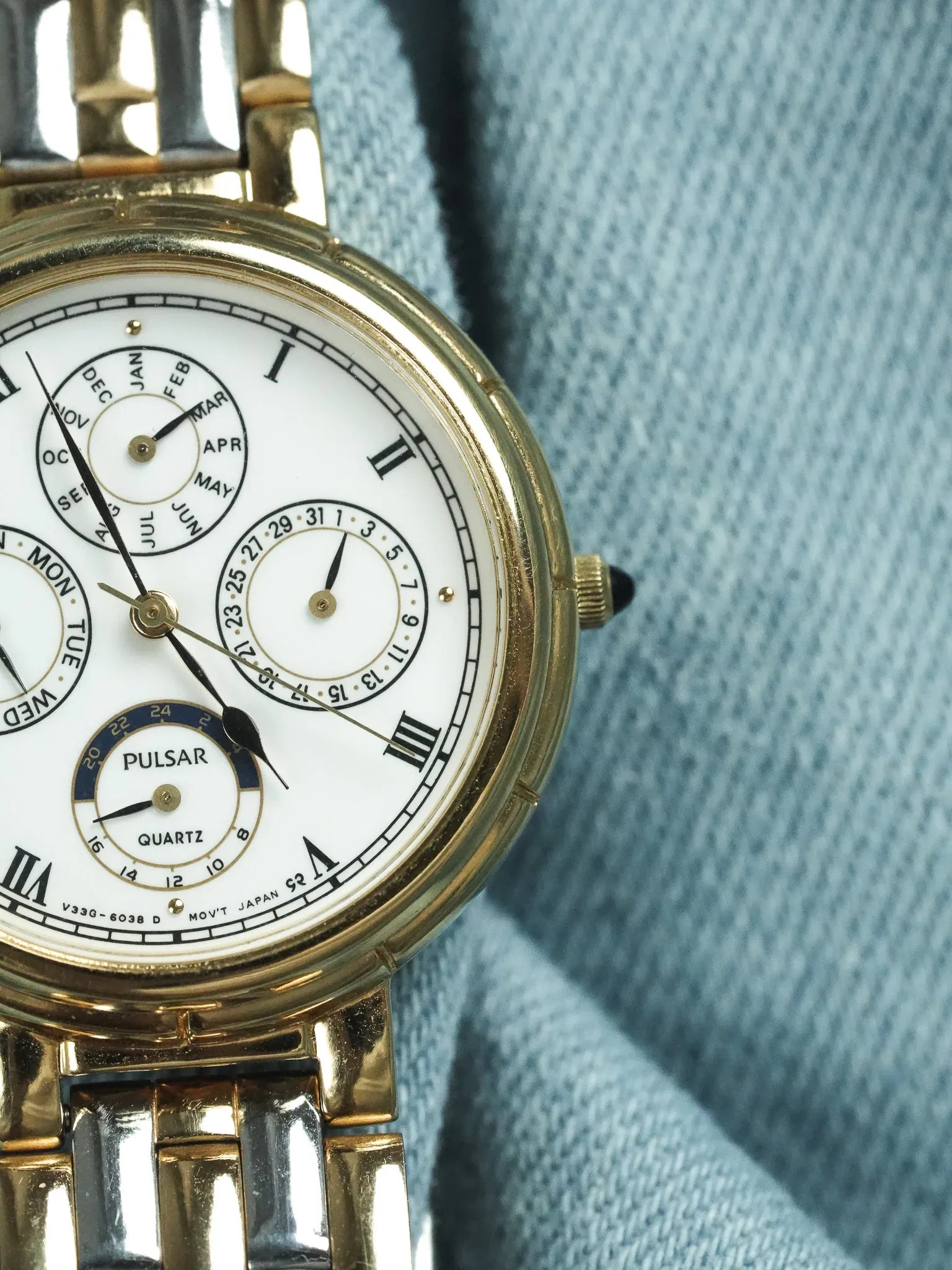 Pulsar x Seiko - Triple Date Acier Or Cabochon noir - 1998 - Atelier Victor